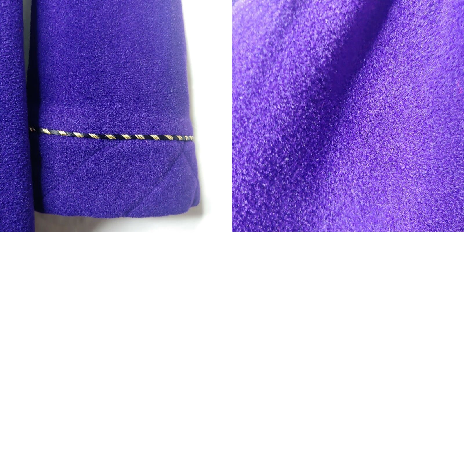 Vintage VINTAGE Vanity Fair Robe Small Long Zip Purple Velour Gold Quilted Loungewear Size ONE SIZE - 8 Thumbnail