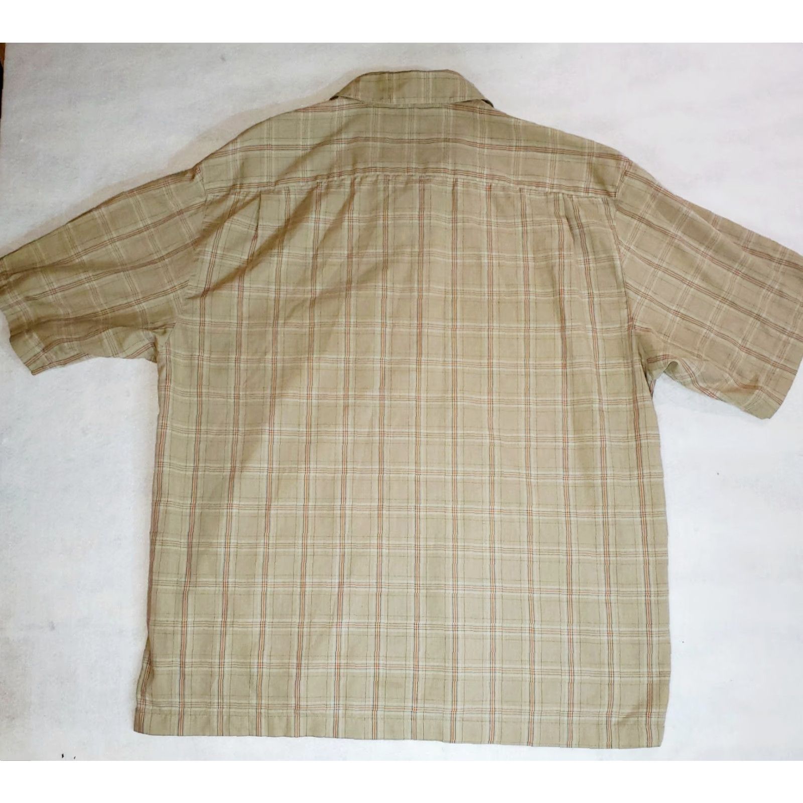 Vintage Columbia Shirt Button Down Short Sleeve Plaid Beige Polyester XLarge Men Size US XL / EU 56 / 4 - 4 Thumbnail