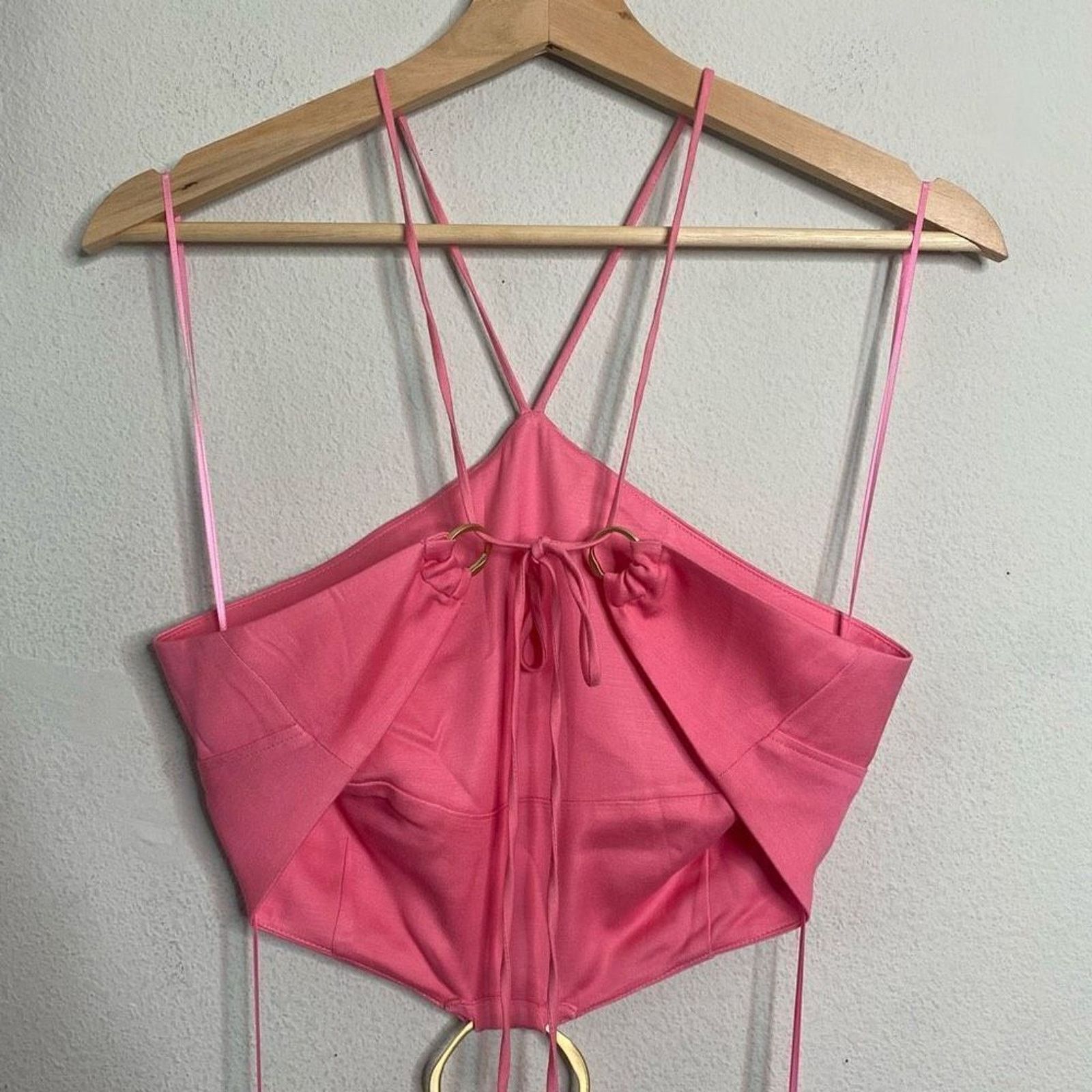 Cult Gaia Cult Gaia Dress Pink Halter Cut Out O-ring Midi Dress Size L Size L / US 10 / IT 46 - 9 Thumbnail