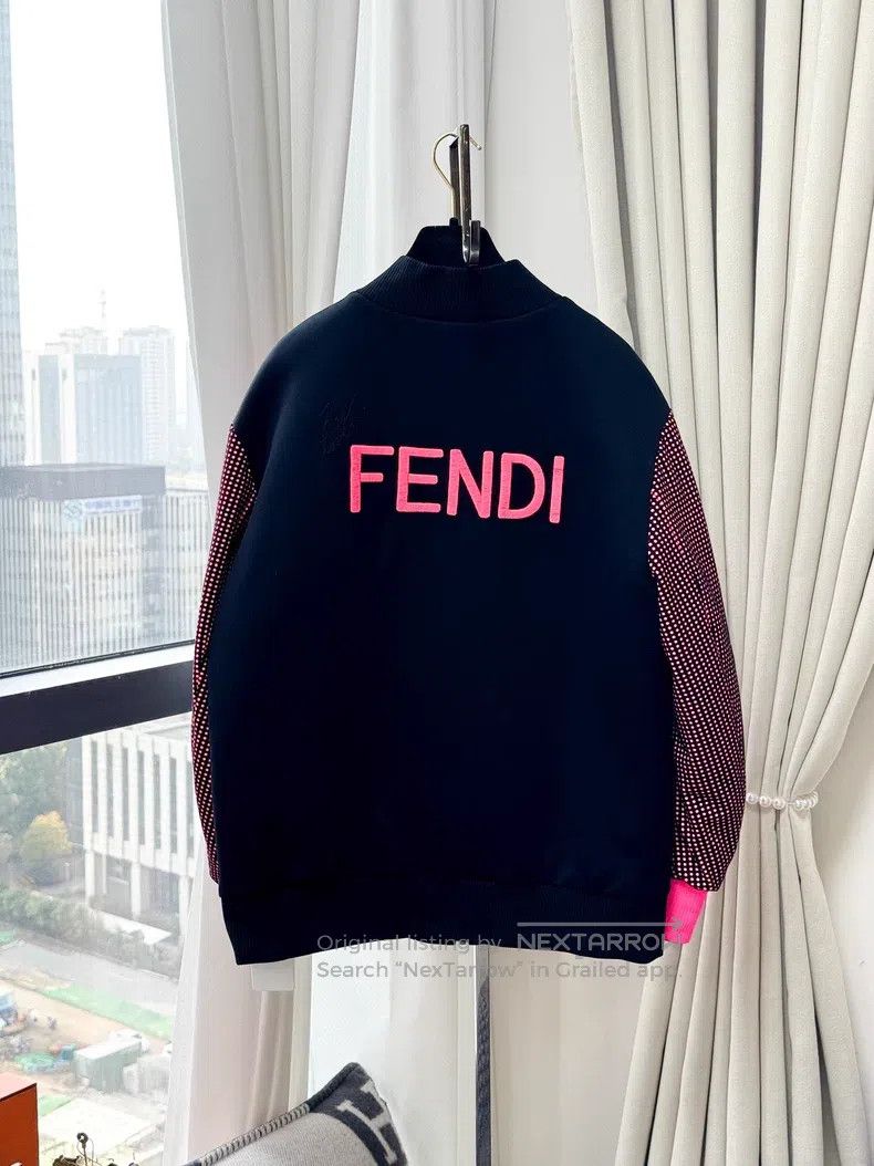 Fendi Fendi Black Cotton-padded Coat with Fluorescent Pink Monst Size XS / US 0-2 / IT 36-38 - 6 Thumbnail