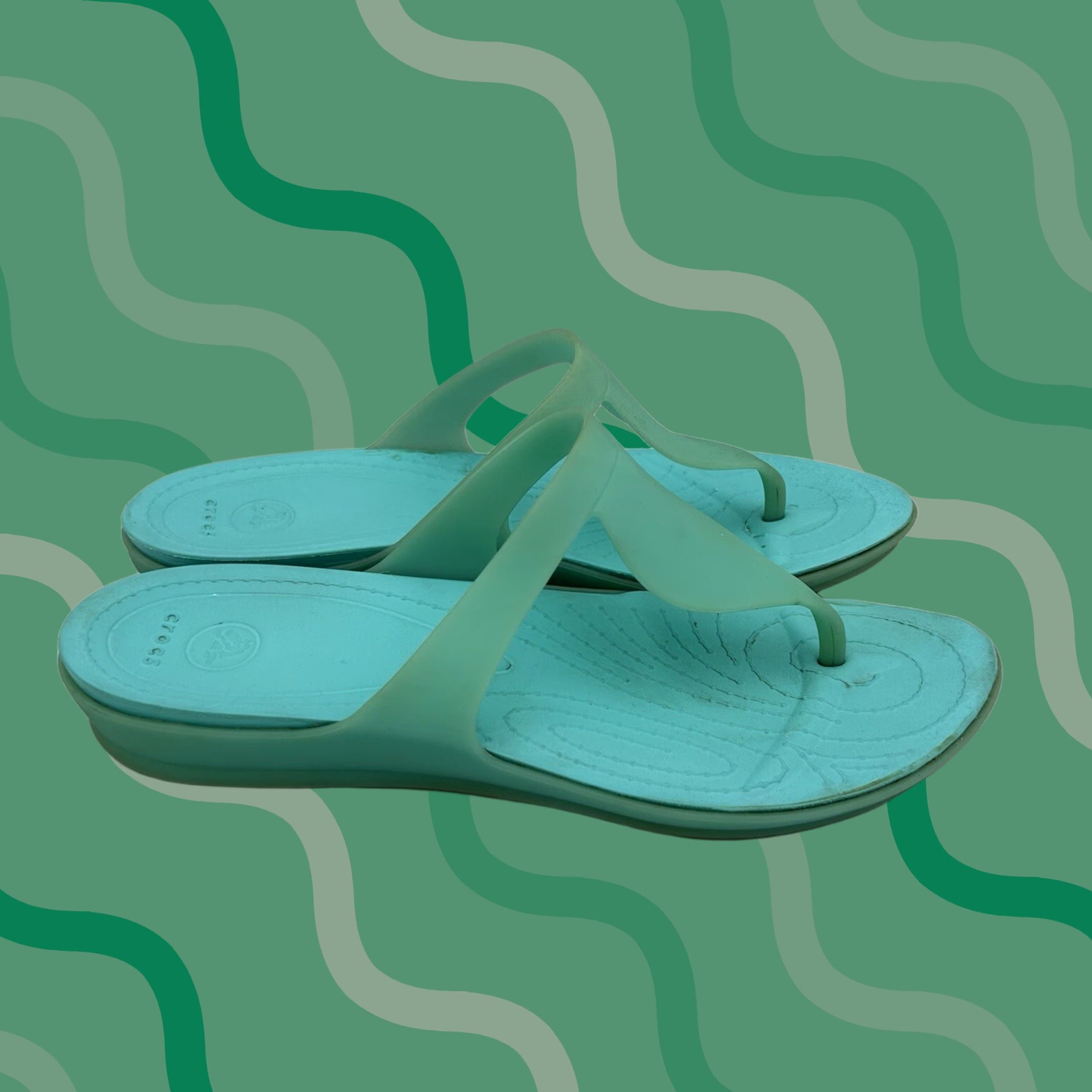 Crocs Crocs Rio Flip Sandal Women Teal 11 Thong Flat Comfort Lightweight Breathable Rubber Summer Beach Shoes Size US 11 / IT 41 - 1 Thumbnail