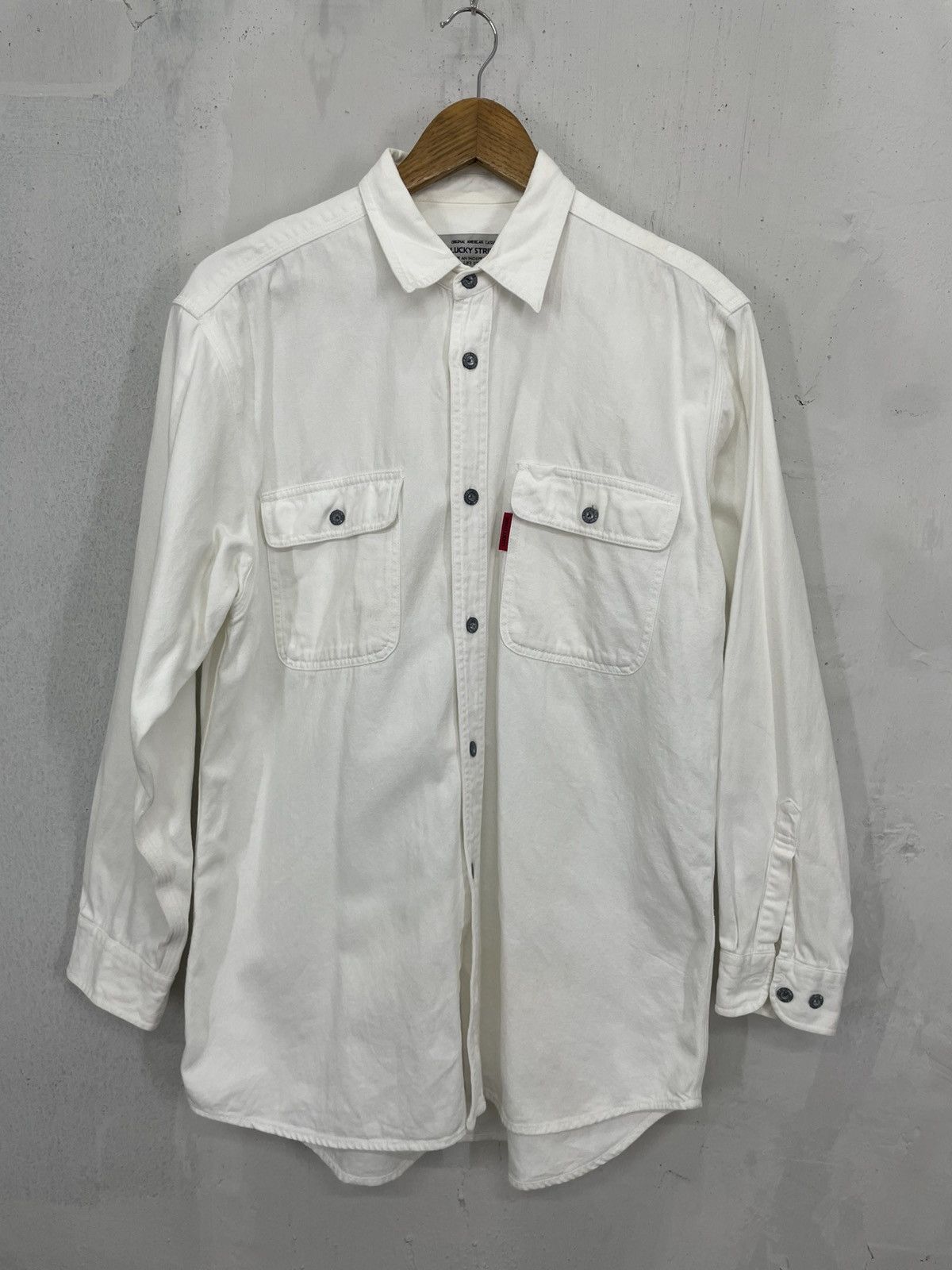 Vintage Rare Denim Lucky Strike Oversize Button Up
