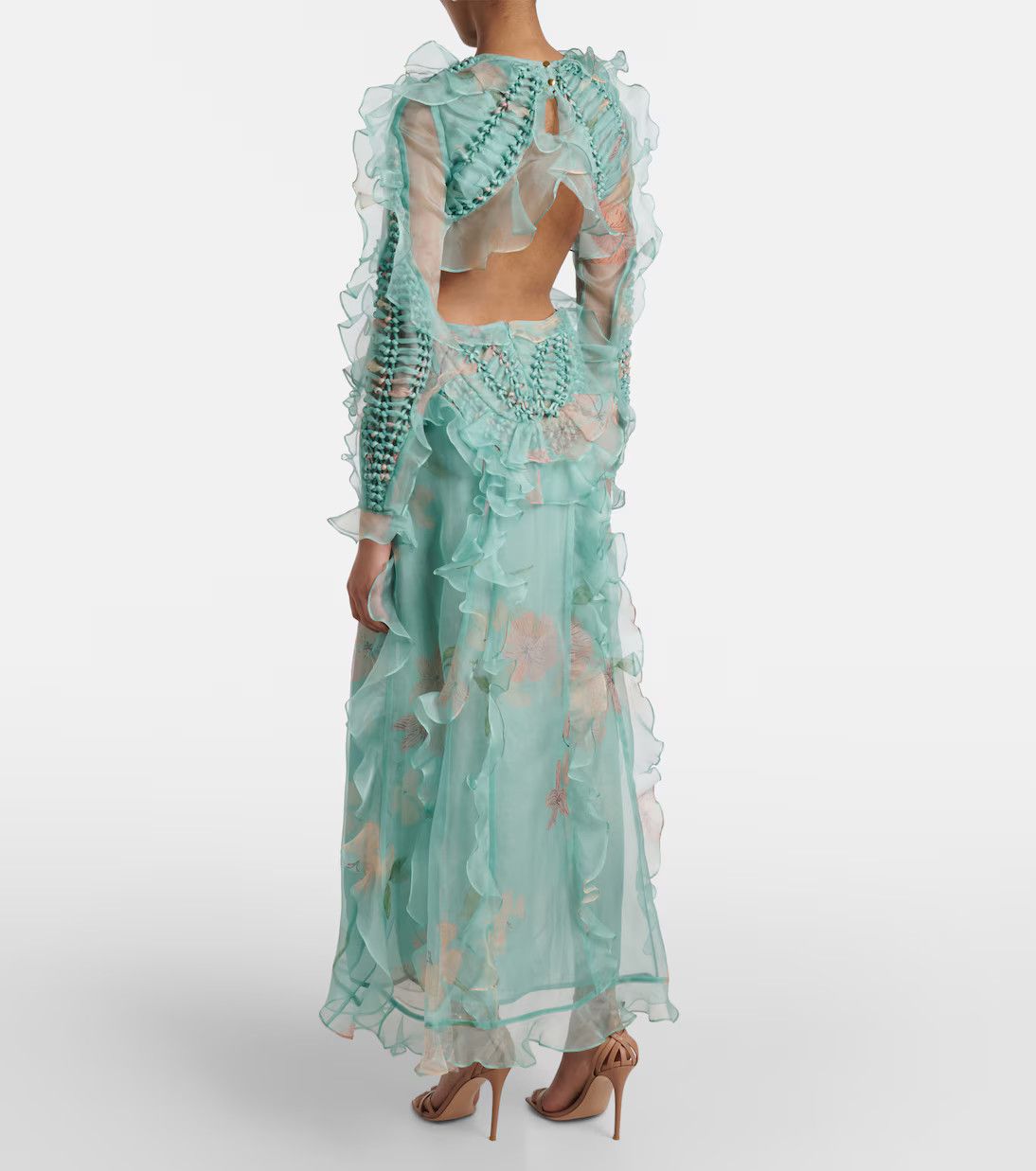 Zimmermann oc11z0226 Illuminate Floral Ruffled Gown In Blue Size M / US 6-8 / IT 42-44 - 2 Thumbnail