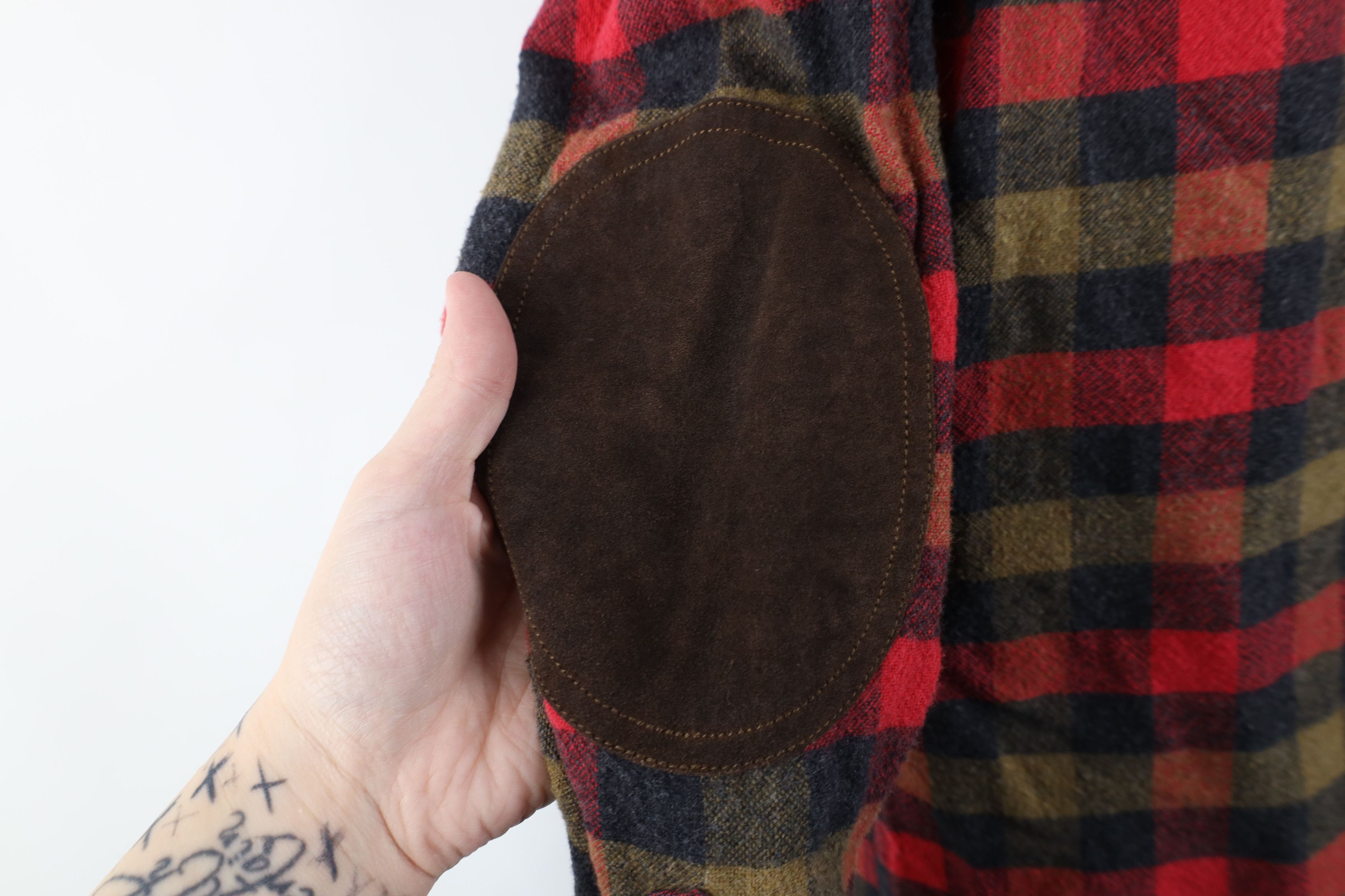 J.Crew × Vintage J Crew Suede Elbow Patch Flannel Collared Button Down Shirt Size US L / EU 52-54 / 3 - 5 Thumbnail