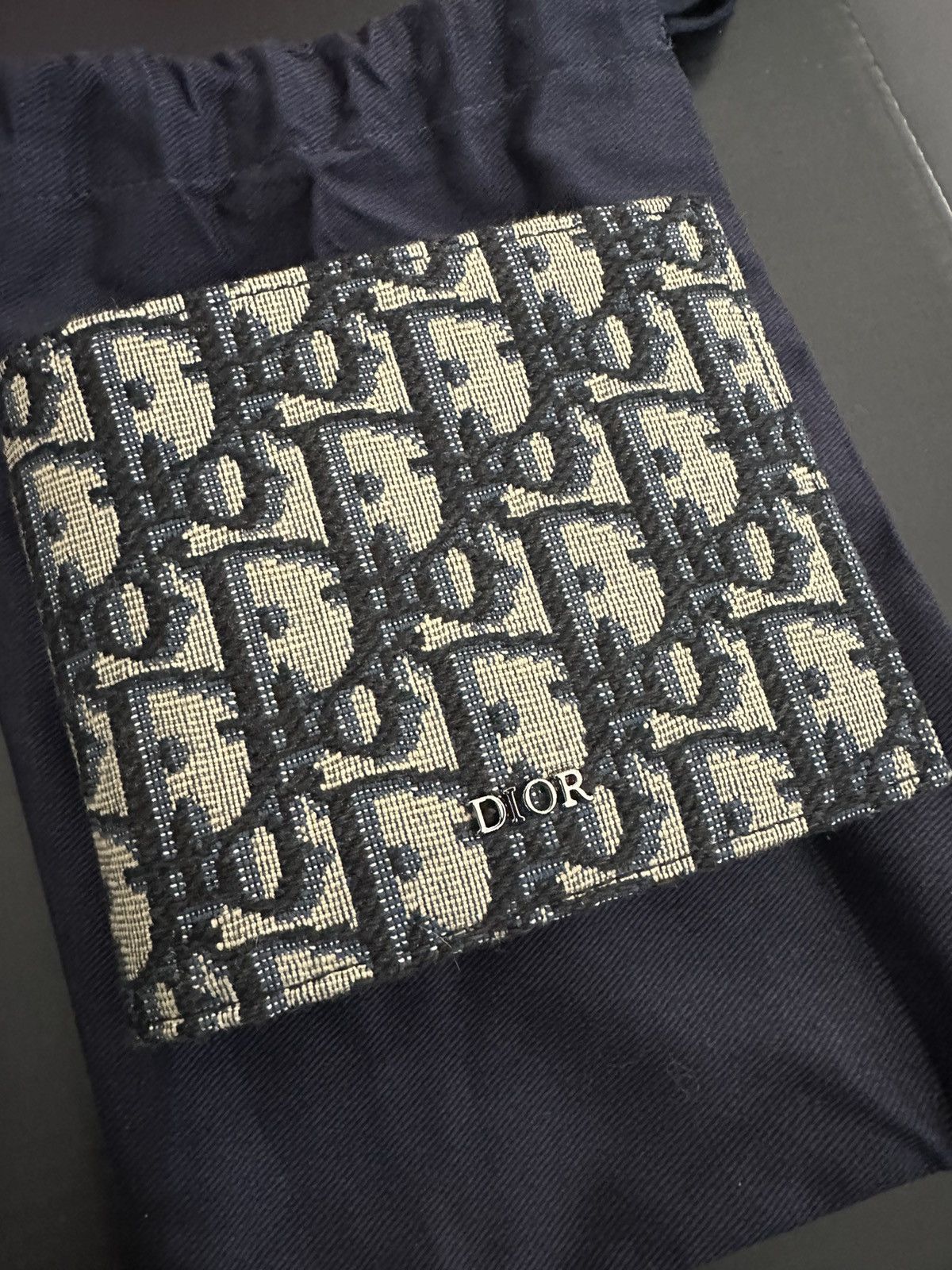 image of Dior Wallet Oblique Jacquard in Black, Men's