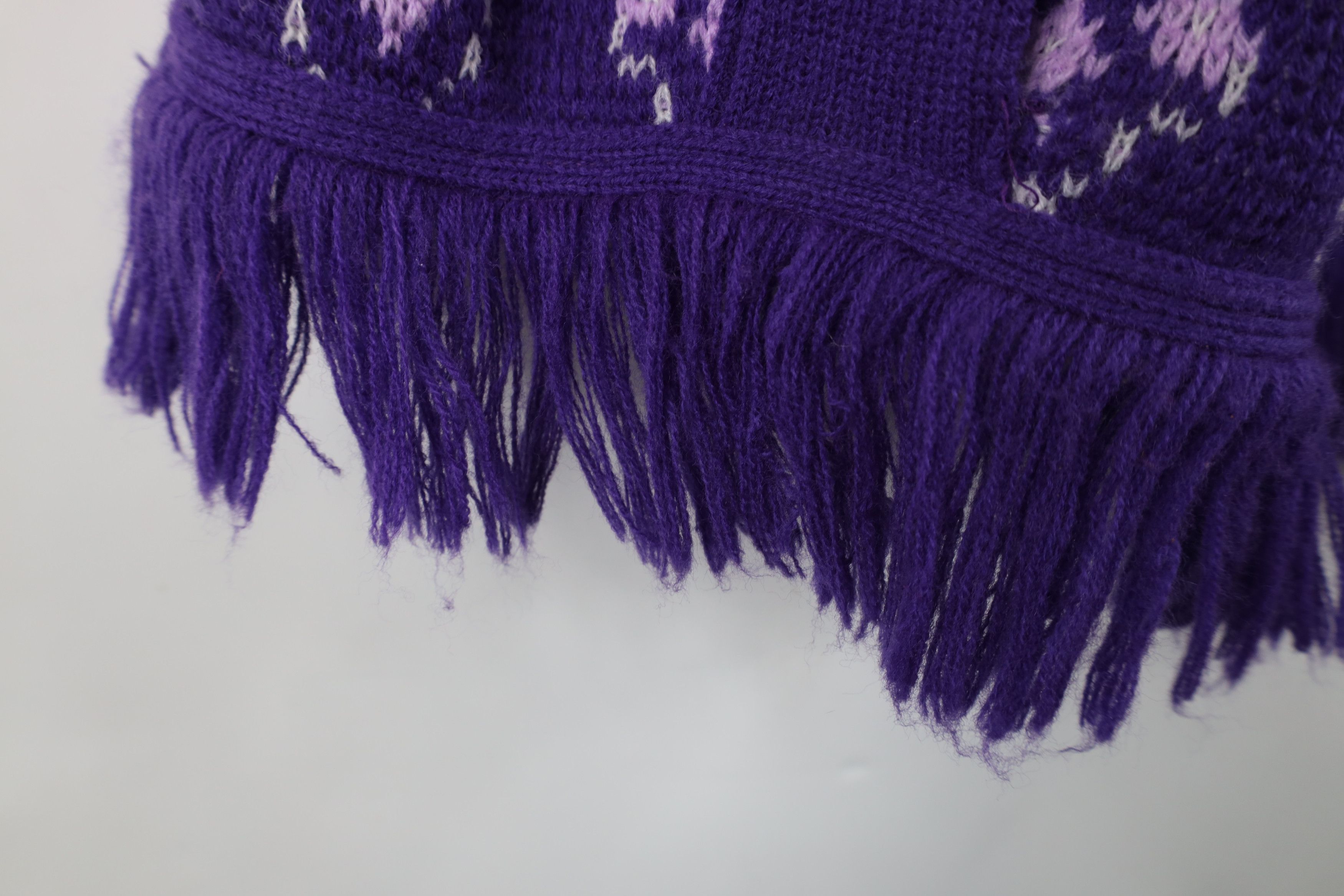 Vintage Vintage 70s Fairy Kei Kawaii Heart Knit Sweater Cape Purple Size ONE SIZE - 8 Thumbnail