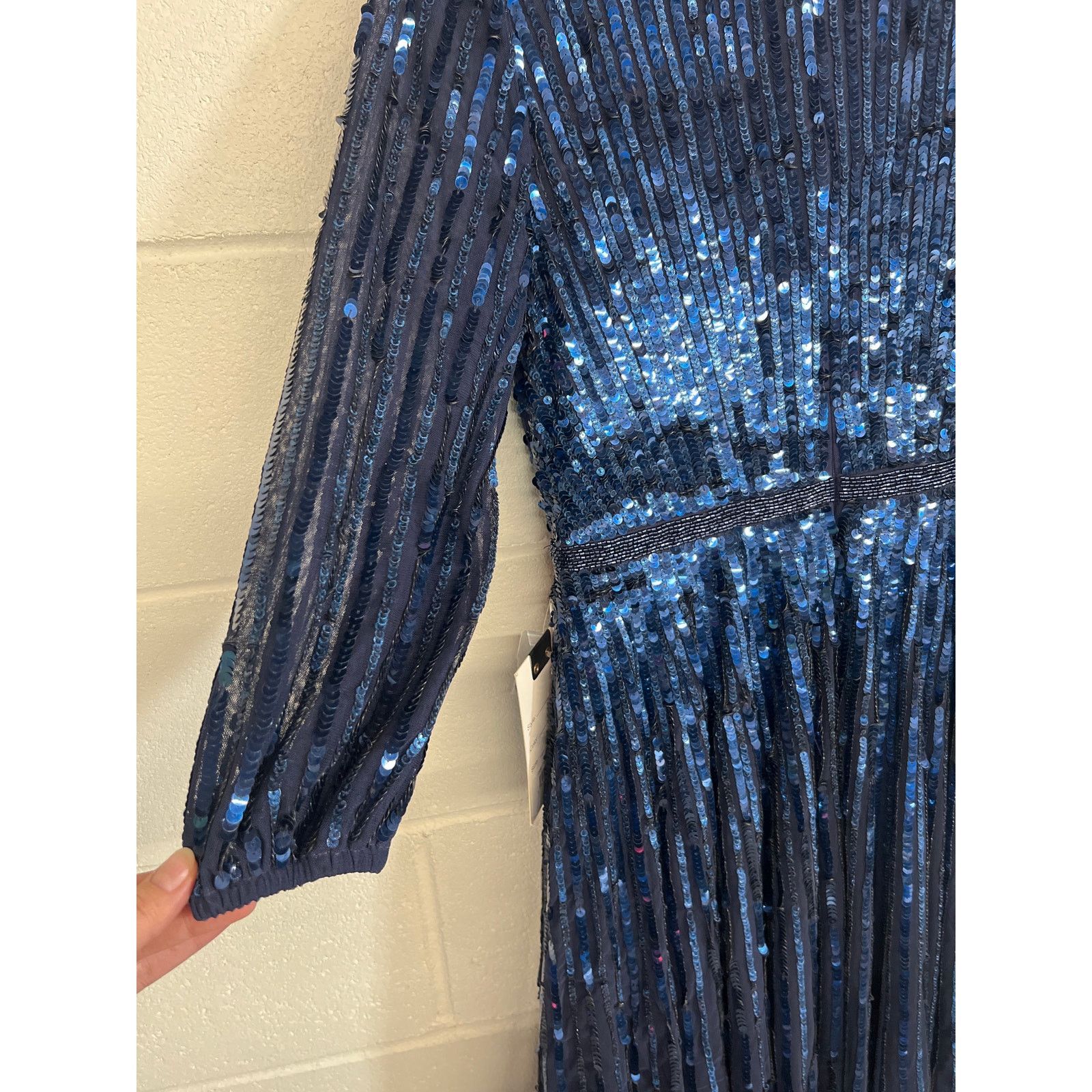 Other New Mac Duggal Sz 10 Midnight Blue Sequined Evening Gown Size L / US 10 / IT 46 - 10 Thumbnail