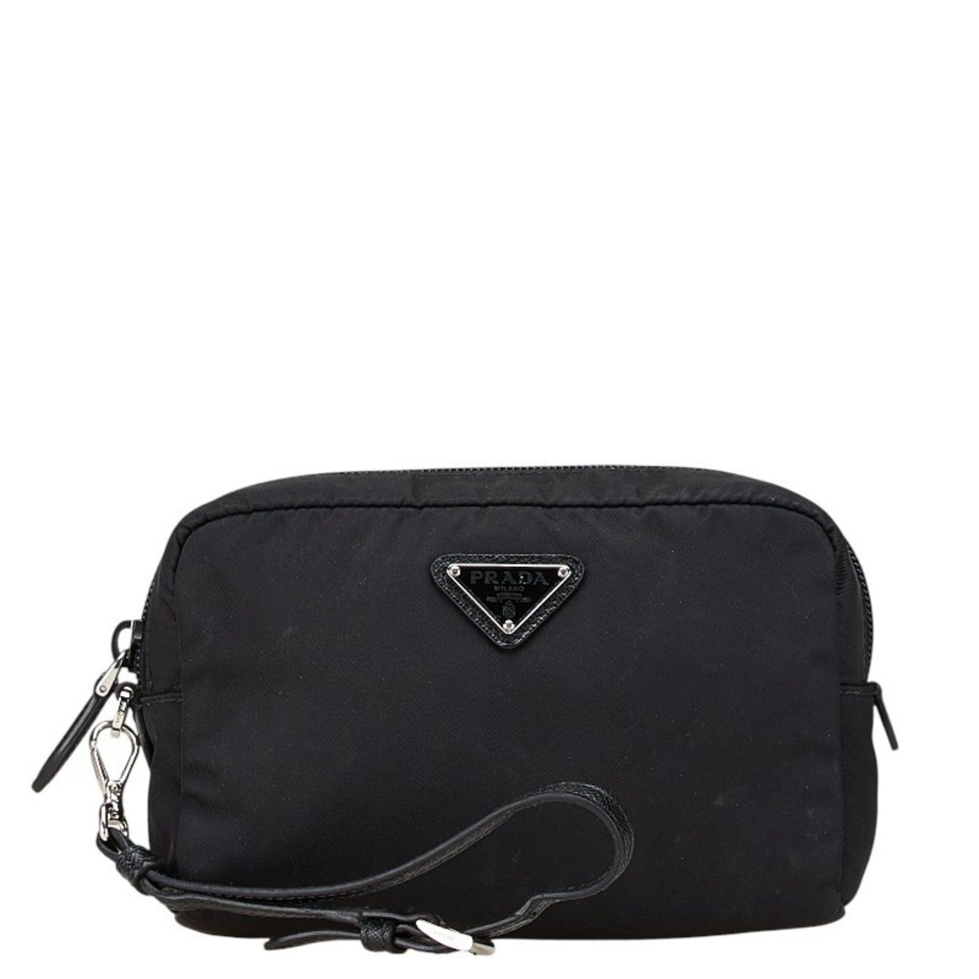 Prada Prada Vera Re-Nylon Triangle Logo Pouch, Small Item Case, Black, Nylon, Women's, PRADA Size ONE SIZE - 1 Thumbnail