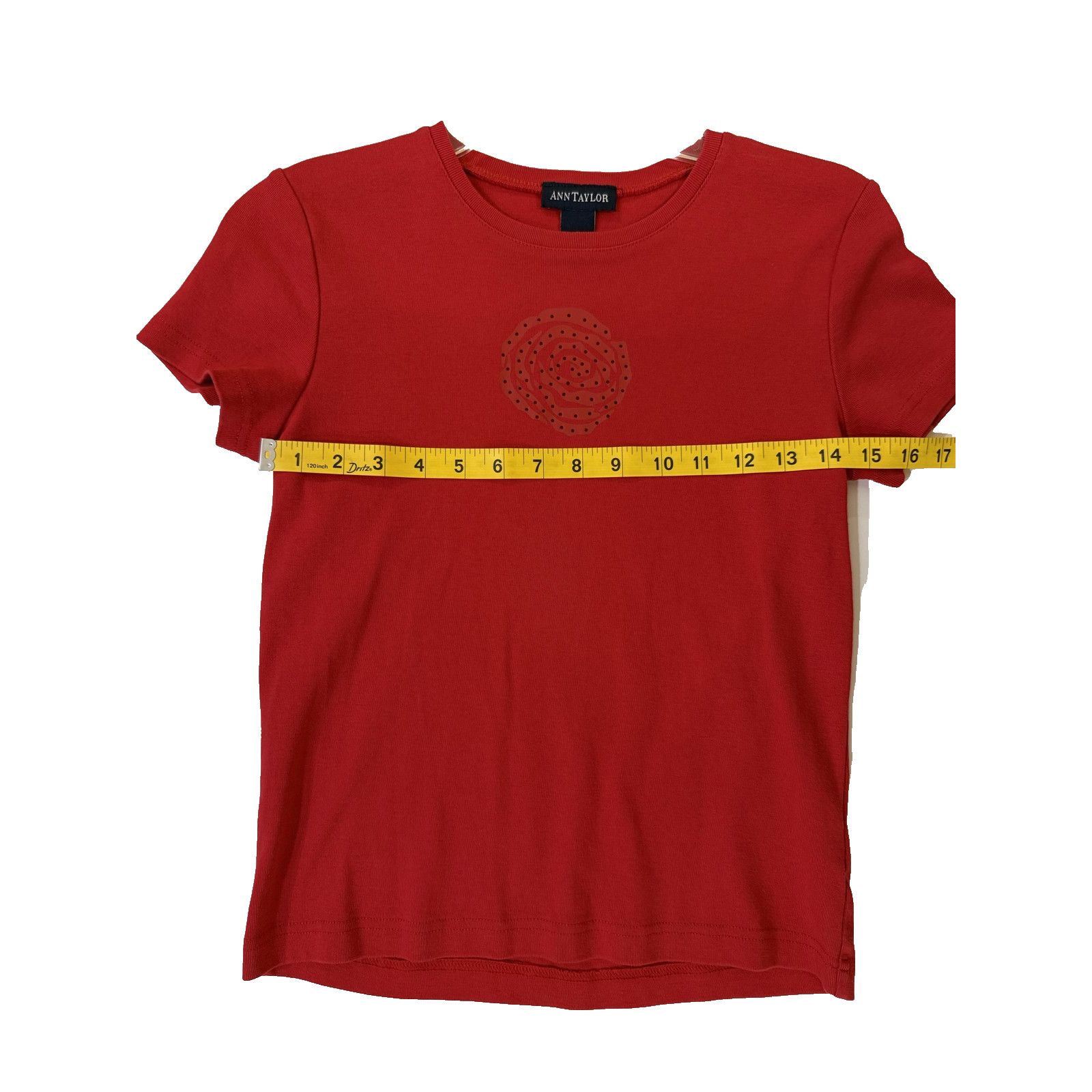 Ann Taylor Vintage Ann Taylor Tee Womens S Red Rose 100% Cotton USA Size S / US 4 / IT 40 - 4 Thumbnail