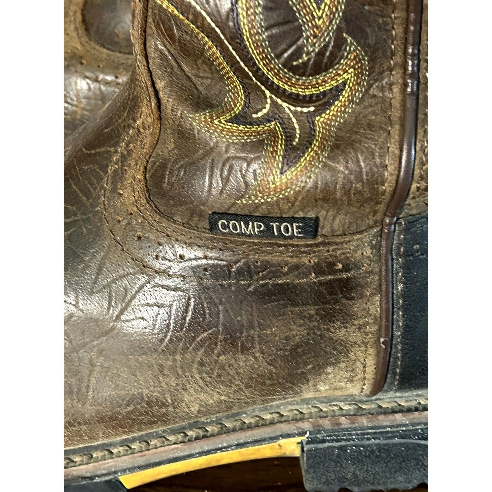 Vintage Justin Joist SE4625 Sz 13 D Rustic Barnwood Workwear Boots Composite Toe Leather Western Mens Shoes Size US 13 / EU 46 - 3 Thumbnail