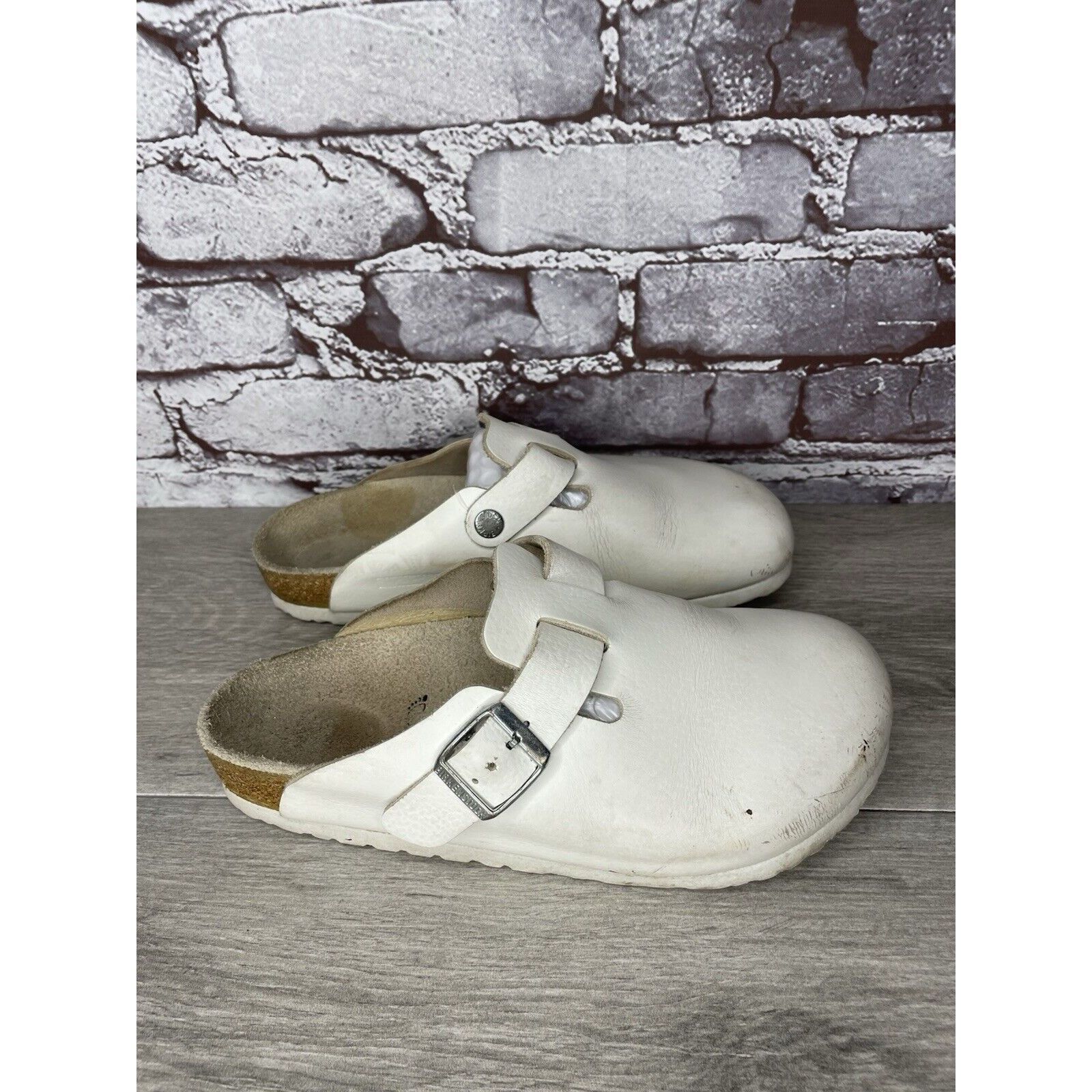 Birkenstock Birkenstock Boston White Leather Strap Slides Clogs Shoes Wo Size US 6.5 / IT 36.5 - 23 Thumbnail