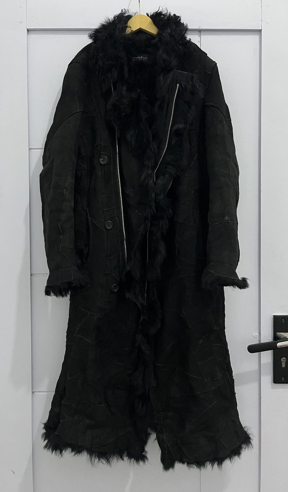 Archive Tornado Mart Fur Suede Long Coat Asymmetrical