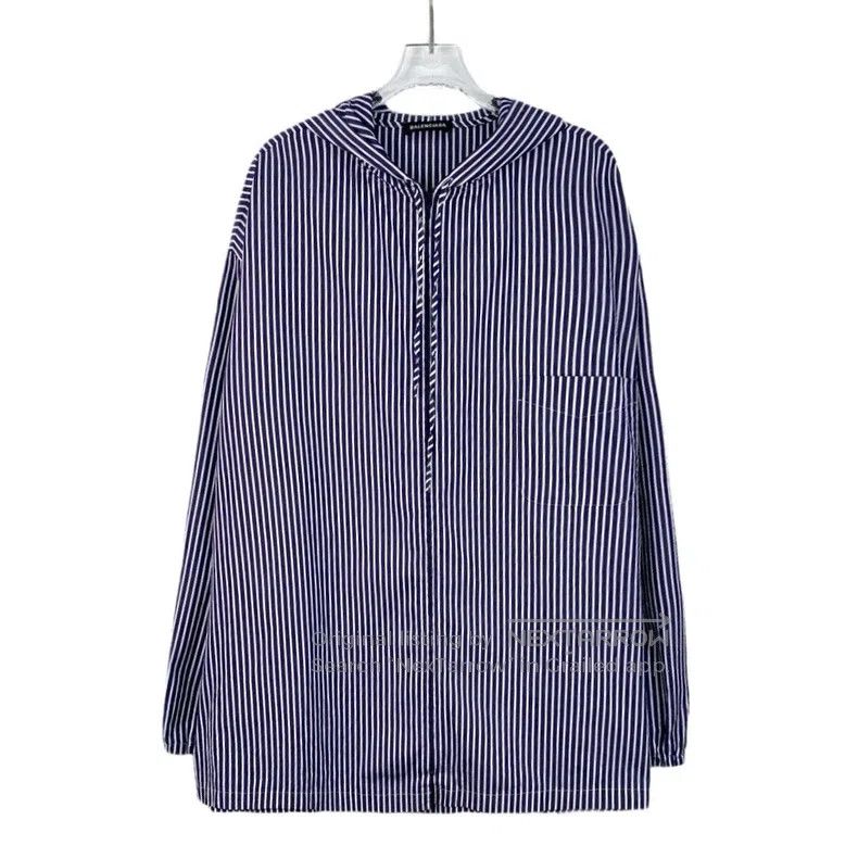 Balenciaga Balenciaga size 37 Blue Striped Cotton Hooded Long Sleeve Size US S / EU 44-46 / 1 - 1 Thumbnail