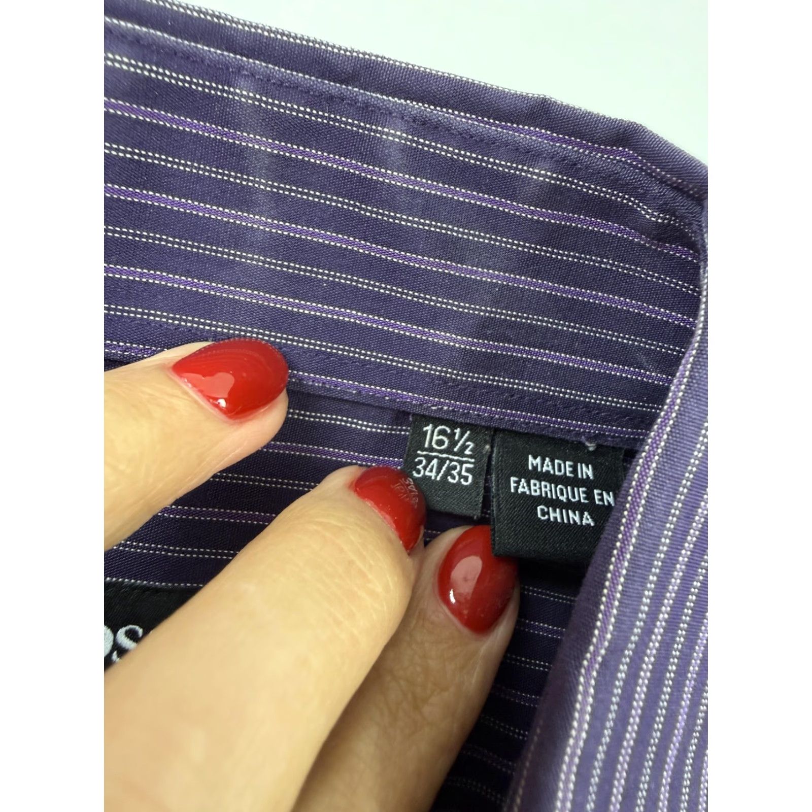 Hugo Boss BOSS Hugo Boss Shirt Mens 16.5 34/35 Purple Stripe Long Sleeve Button Up Dress Shirt Mens 16.5 34/35 Purple Stripe Dress Shirt Size 46R - 5 Thumbnail