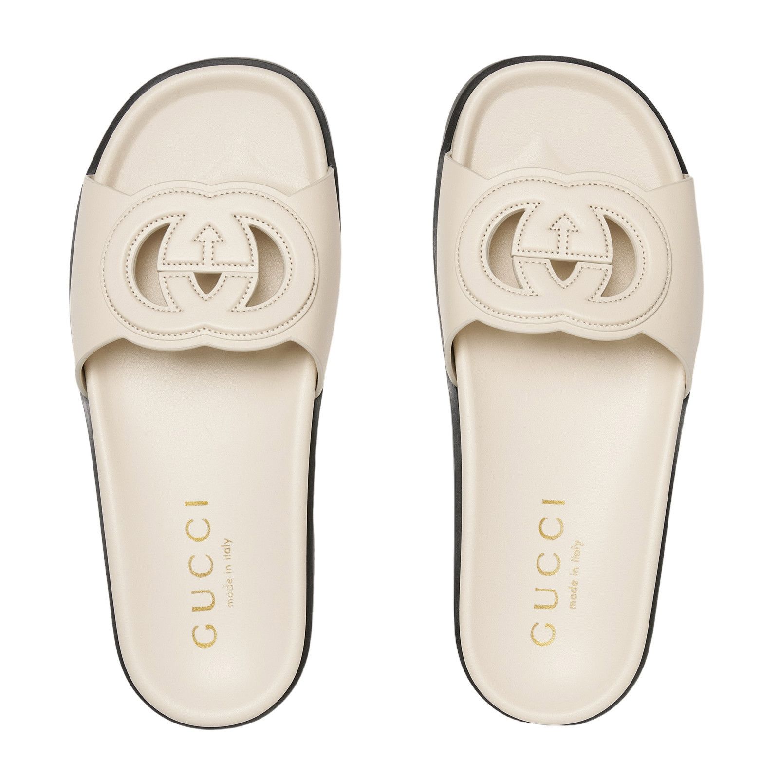 Gucci GUCCI Interlocking G $920 Ivory Leather Sandals New & Authen Size US 8 / IT 38 - 4 Thumbnail