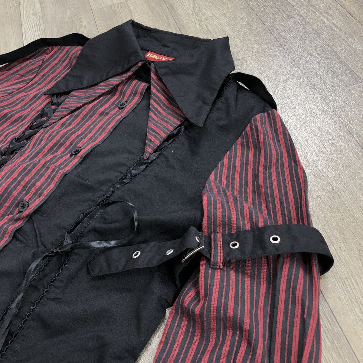 14th Addiction × If Six Was Nine × Le Grande Bleu (L.G.B.) 2000s Body Linr Bondage Punk LGB GOA Striped Button Up Size US M / EU 48-50 / 2 - 4 Thumbnail