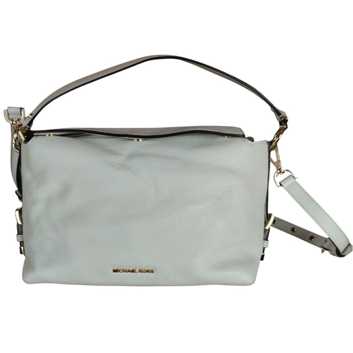 Michael Kors Michael Kors Brooke Optic White Pebbled Leather Satchel Cros Size ONE SIZE - 1 Thumbnail