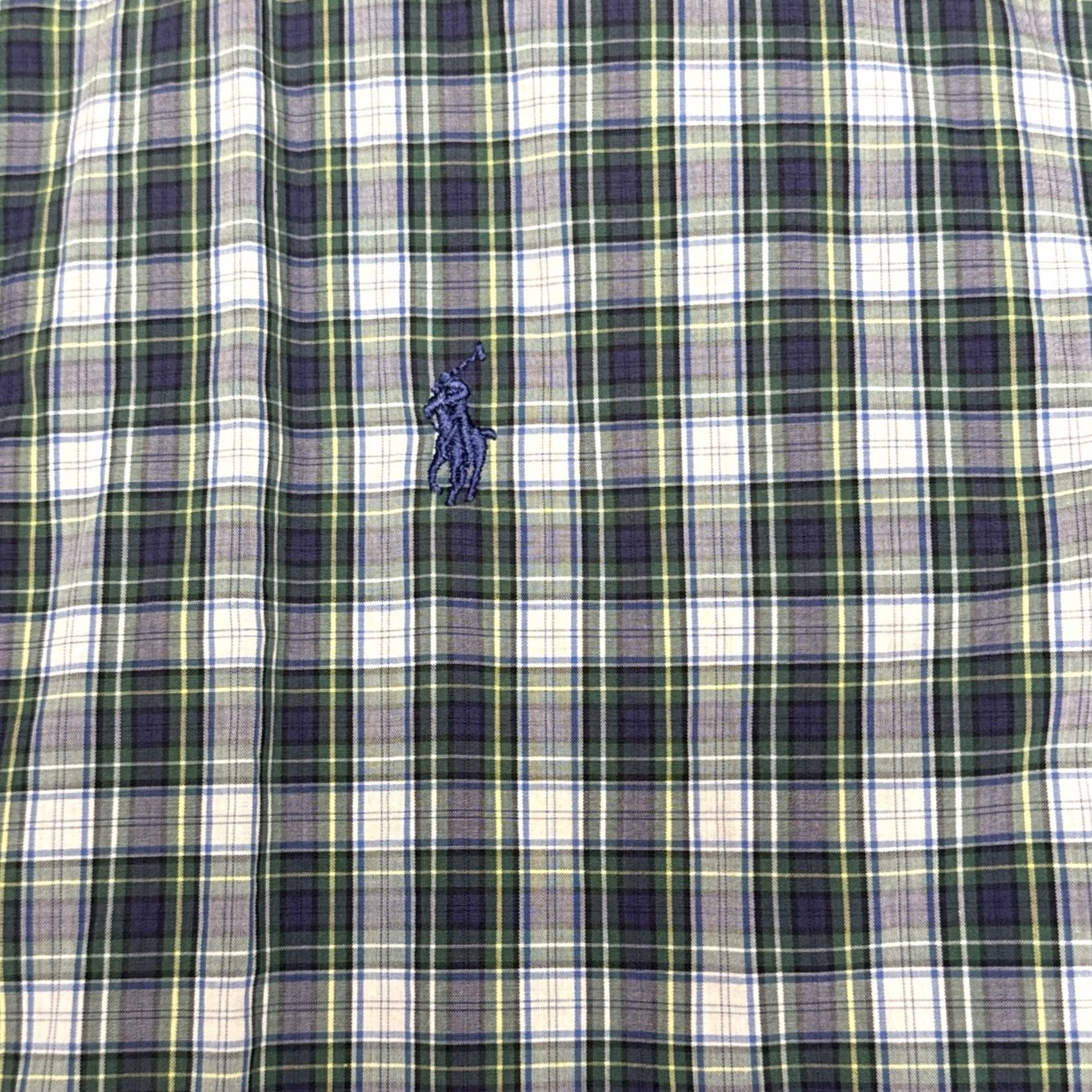 Ralph Lauren Ralph Lauren Blake Short Sleeve Button Down Mens M Plaid Purple Green Multicolor Casual Shirt Size US 31 - 2 Thumbnail