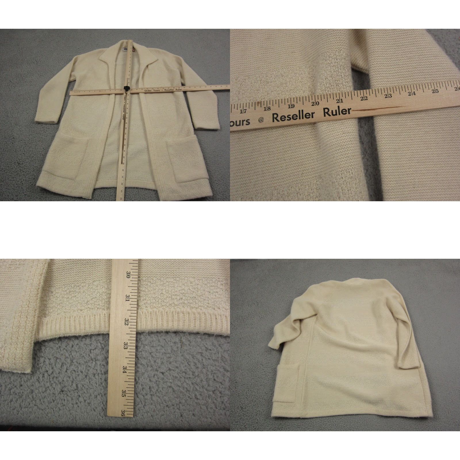 Vintage Amana Woolen Mills Open Cardigan Womens 42 L Ivory Wool Knit Sweater Cardigan Women Large Open Holly 42 L Cotton? Size L / US 10 / IT 46 - 8 Thumbnail