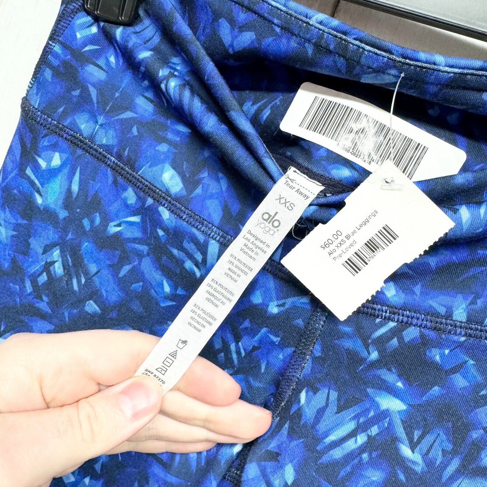 Alo Alo Leggings XXS Airbrush Kaleidoscope Blue Ankle High Waist Size 23" - 3 Thumbnail