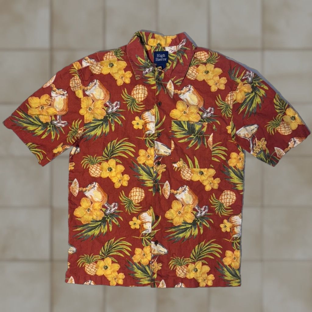 High Sierra High Sierra Shirt S Red Hawaiian Linen Blend Pineapple Piña colada Print Mens Size US S / EU 44-46 / 1 - 1 Thumbnail