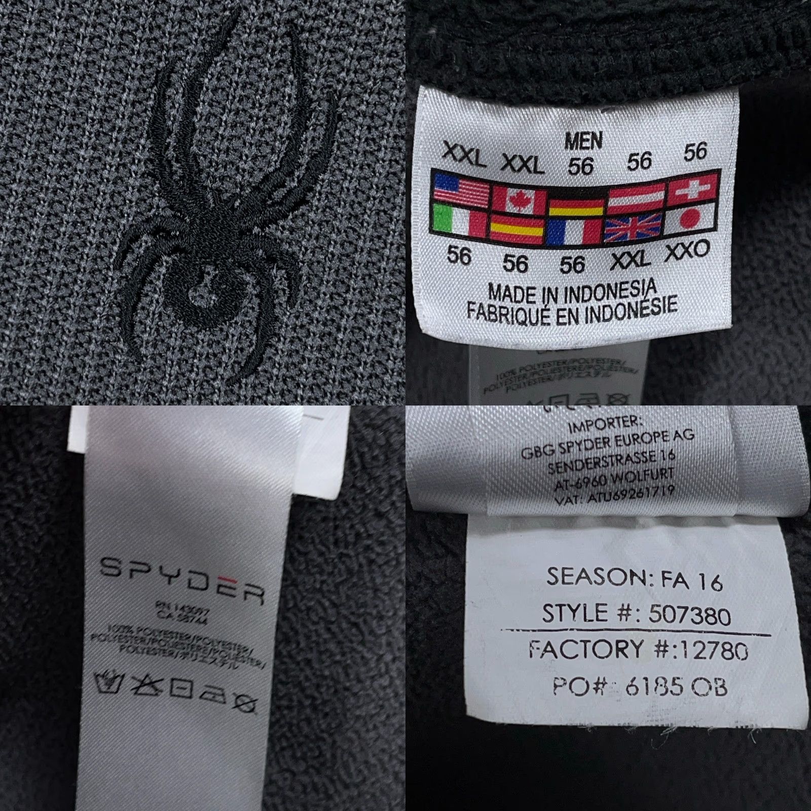 Spyder Spyder Sweater Men 2XL Gray Black Pullover Thermal Waffle Knit Mock Neck Zip Pocket Winter 1/4 Zip All Seasons Seasonal Ski Outdoors Mens Size US XXL / EU 58 / 5 - 8 Thumbnail