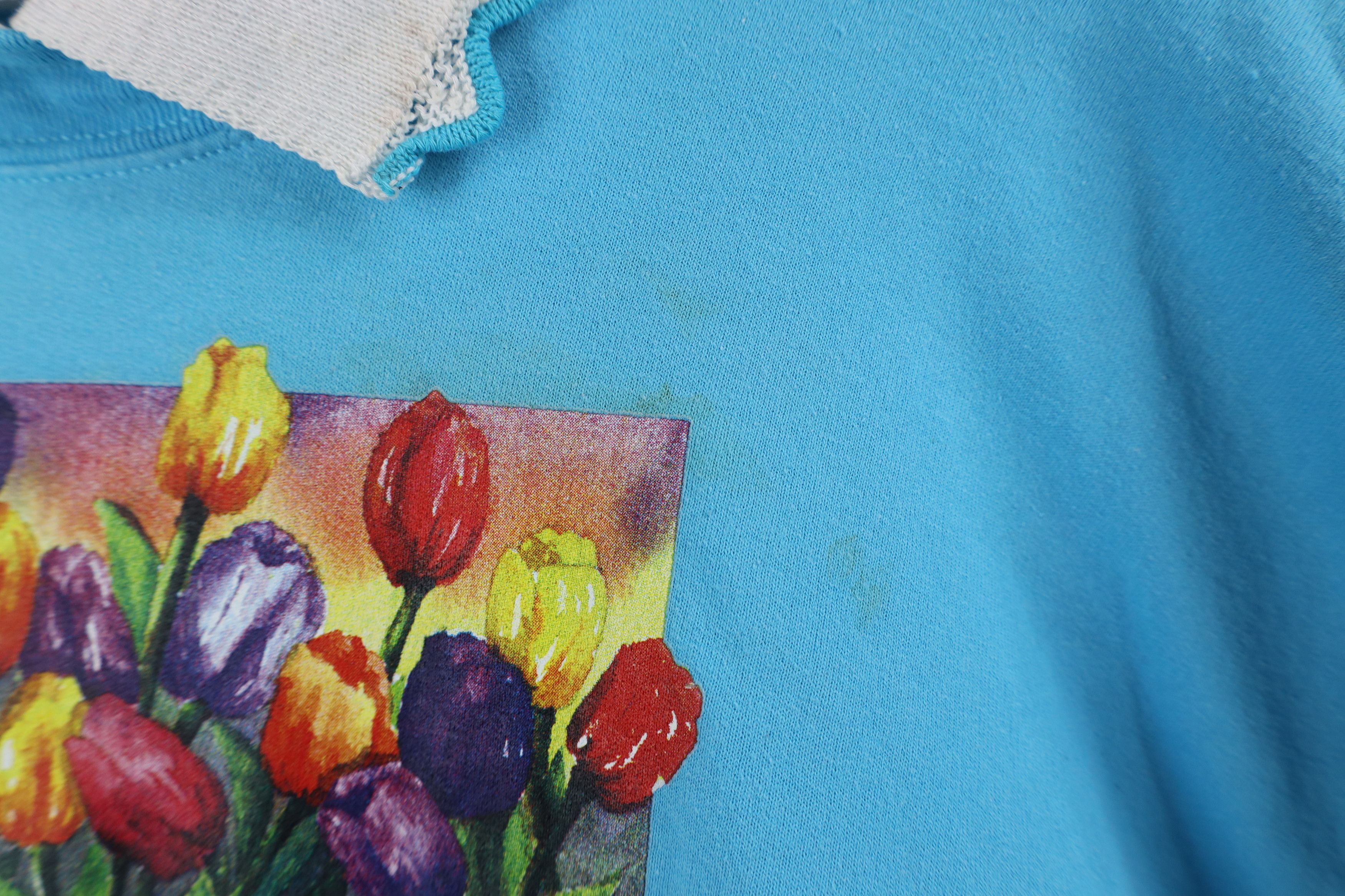 Vintage Vintage 90s Streetwear Tulip Flower Collared Sweatshirt USA Size XL / US 12-14 / IT 48-50 - 5 Thumbnail