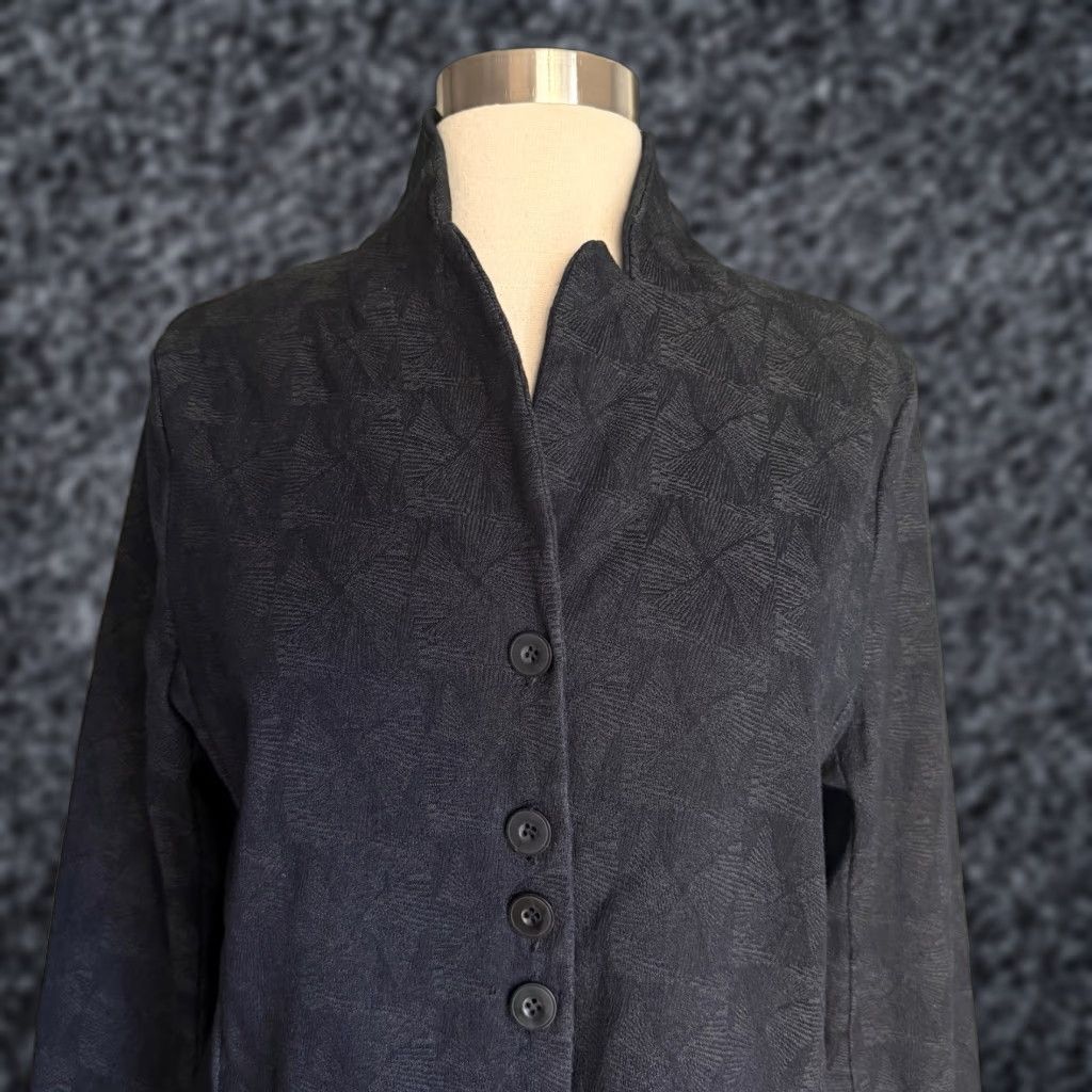 Vintage Lilith Textured Jacket Navy Blue Minimalist Lagenlook M/L 42 Wool Blend Mens Womens Girls Boys Size M / US 6-8 / IT 42-44 - 1 Thumbnail