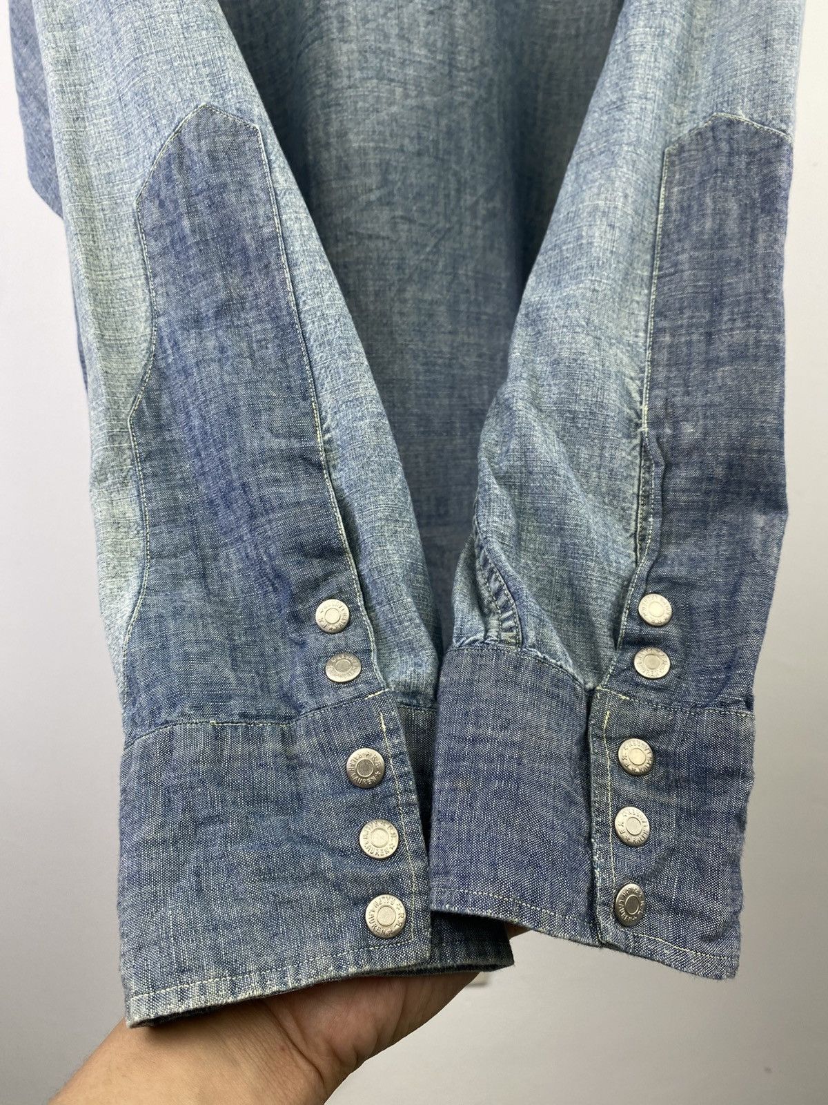 RRL Ralph Lauren 2000's Double RL Chambray Shirt Size US XL / EU 56 / 4 - 14 Thumbnail