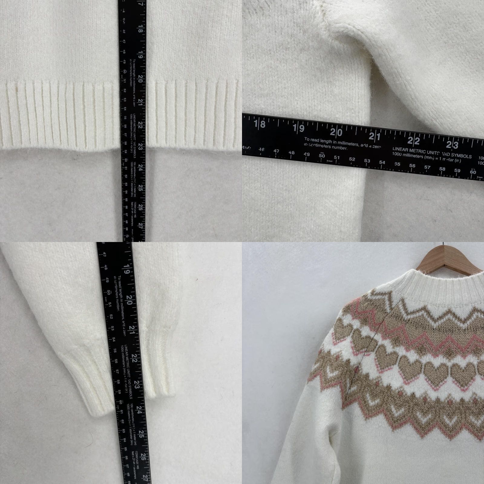 Loft LOFT Sweater Womens Large White Fair Isle Heart Crew Glitter Knit Pullover NWT Size L / US 10 / IT 46 - 8 Thumbnail