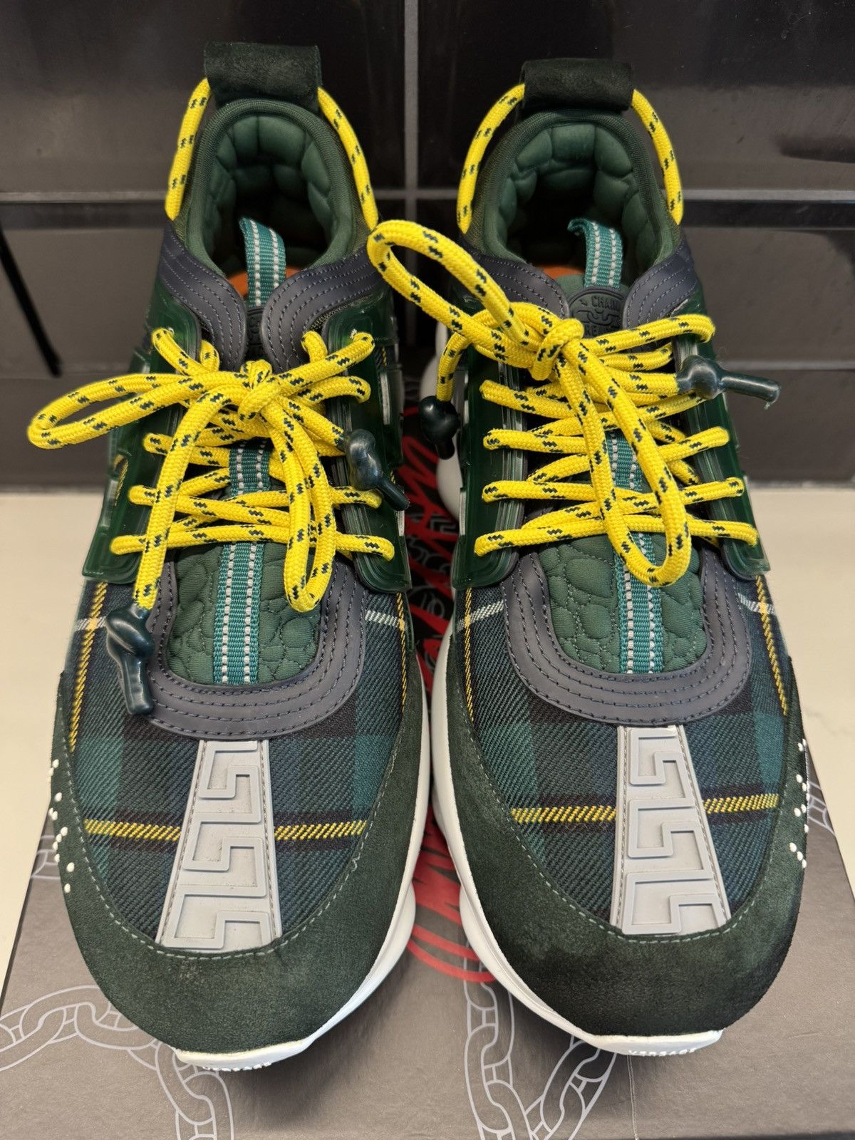 Versace Versace Chain Reaction Sneakers Green/Yellow Size US 13 / EU 46 - 6 Thumbnail