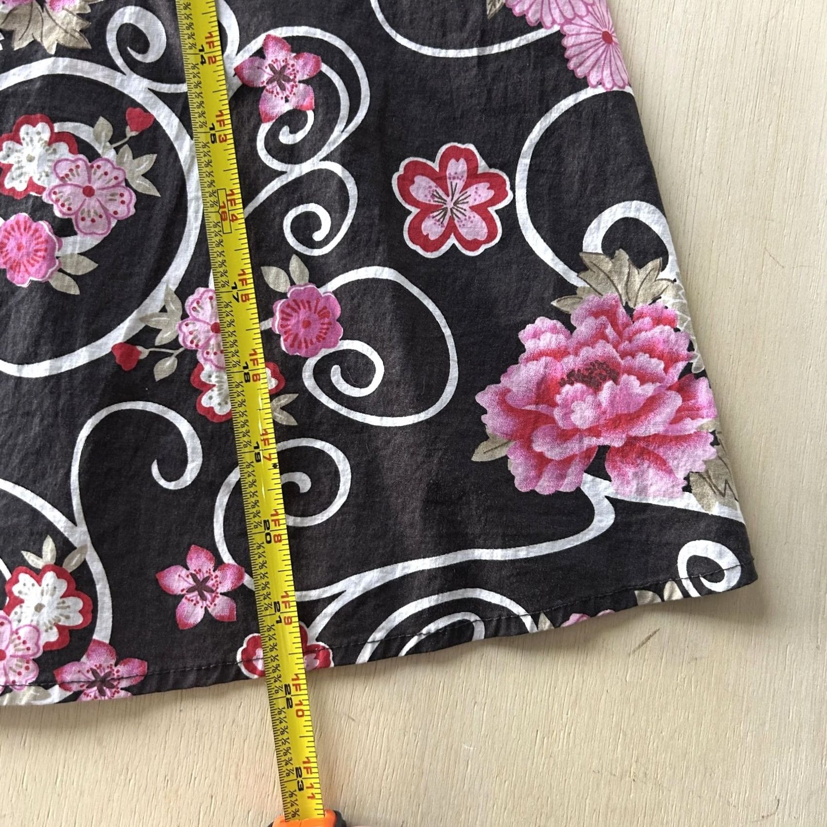 Vintage HeartSoul Skirt Womens M Black Floral Cotton A-Line Short Lightweight Casual Size 32" / US 10 / IT 46 - 6 Thumbnail