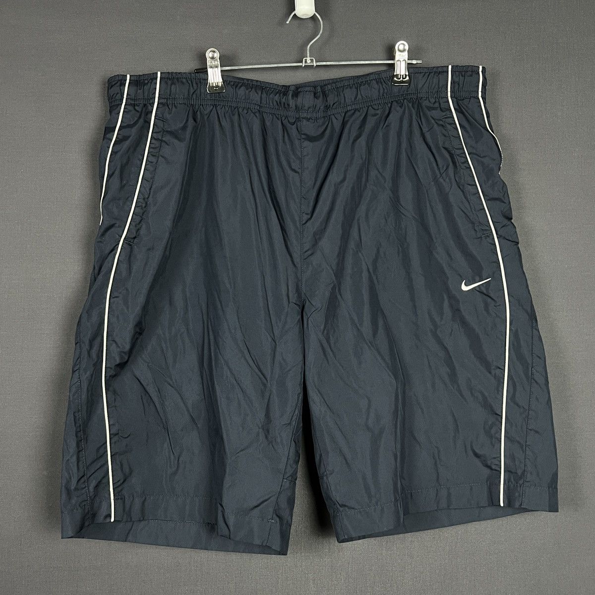 Nike × Vintage Nike Athletic Dept Nylon track Shorts size L blue White Size US 34 / EU 50 - 1 Thumbnail
