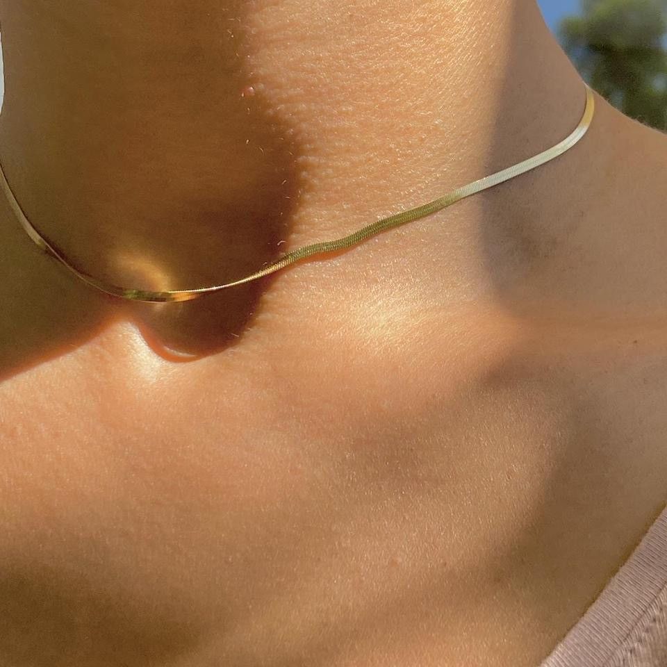 Designer ✨ 18K Gold Filled Herringbone Chain ✨ Size ONE SIZE - 2 Thumbnail