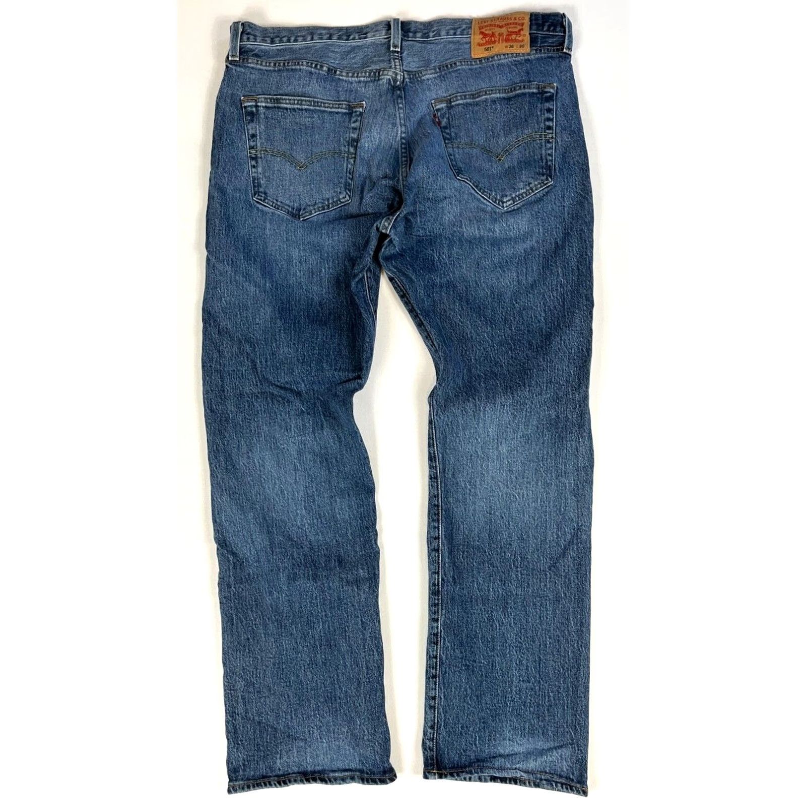 Levi's Levi's 501 Jeans Men Blue Medium Wash 36x30 Regular Denim 5-Pocket Straight Cotton Vintage Style Mens Size US 36 / EU 52 - 2 Thumbnail
