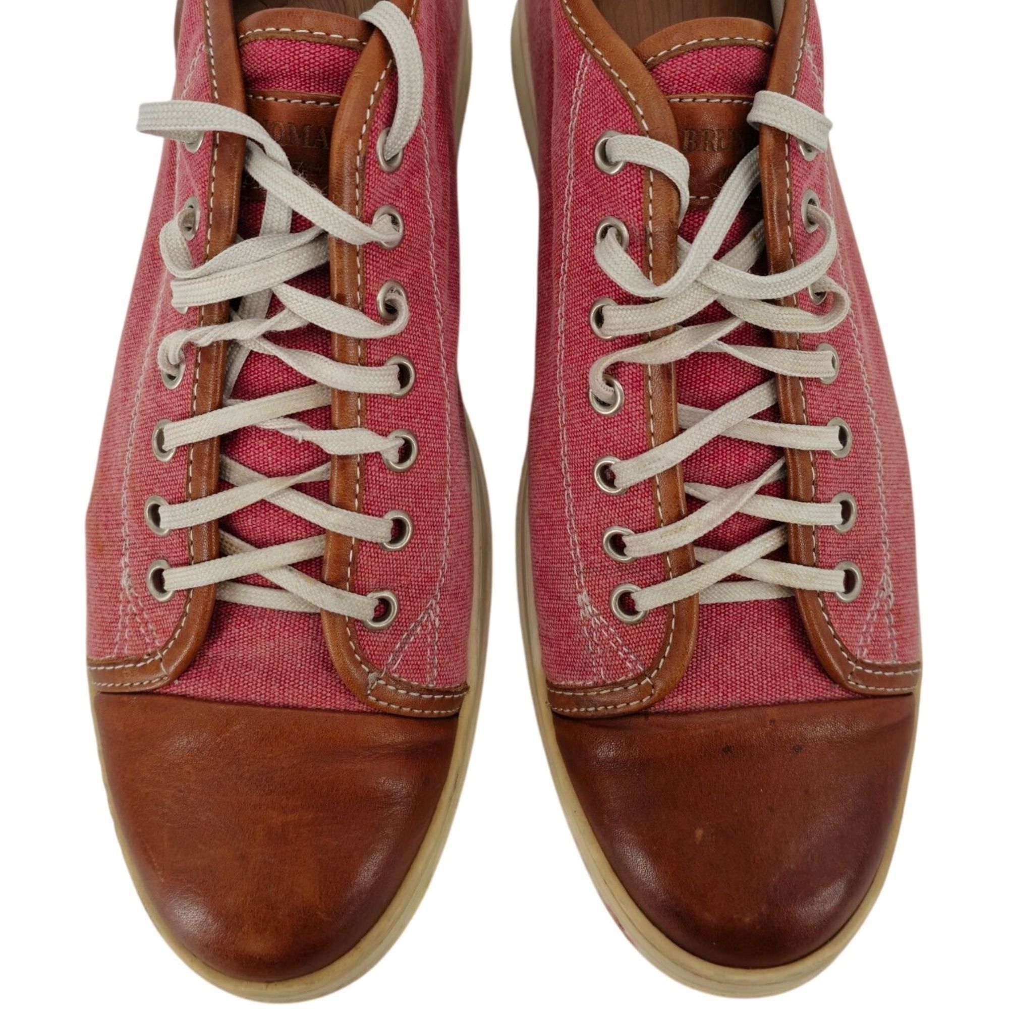 Bruno Magli Bruno Magli Italy Burgundy Brown Canvas Leather Mid Sneakers Size US 7 / EU 40 - 2 Thumbnail