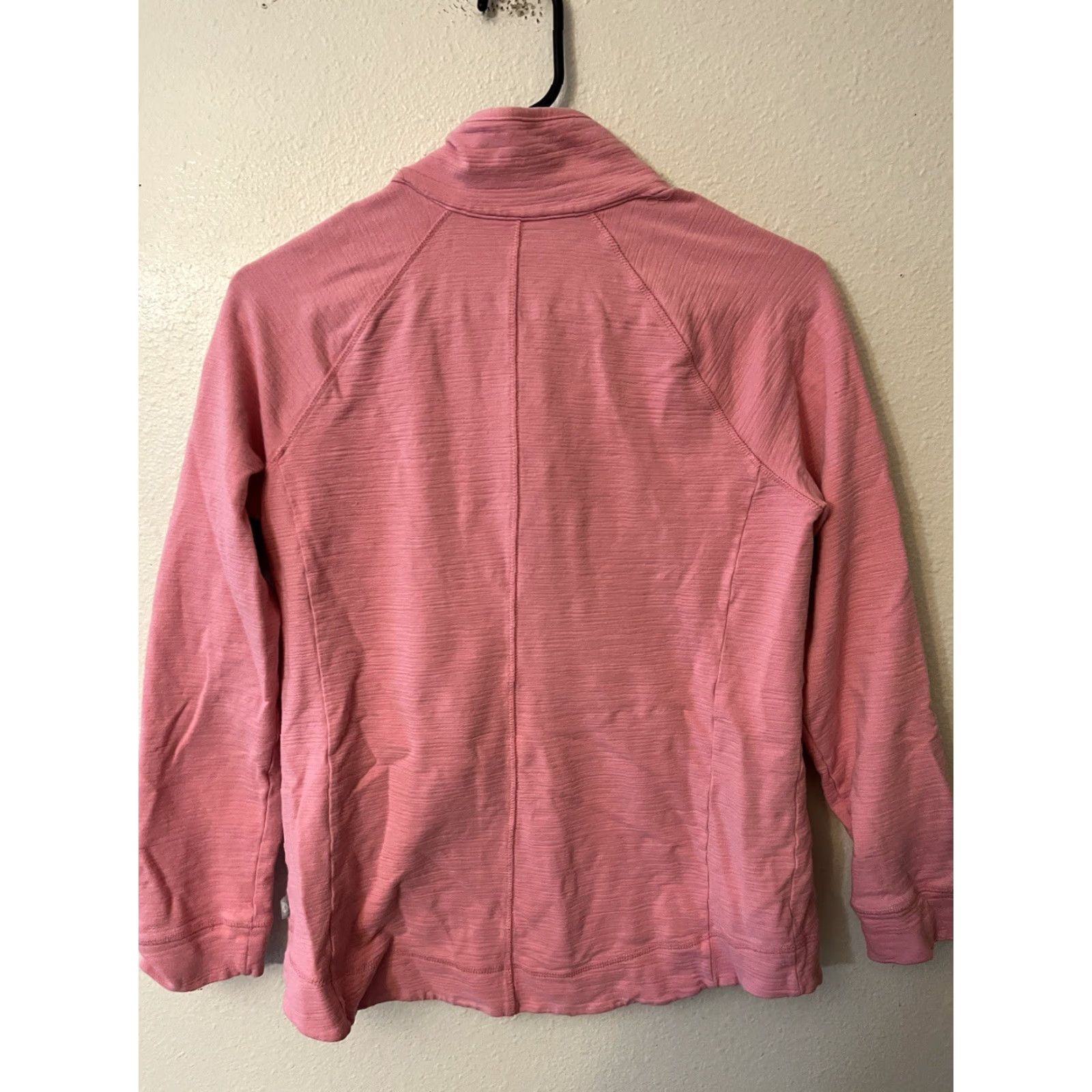 Talbots Talbots Sweater Women M Pink Knit Full Zip Mock Neck Long Sleeve 100% Cotton Machine Washable Womens Size M / US 6-8 / IT 42-44 - 2 Thumbnail