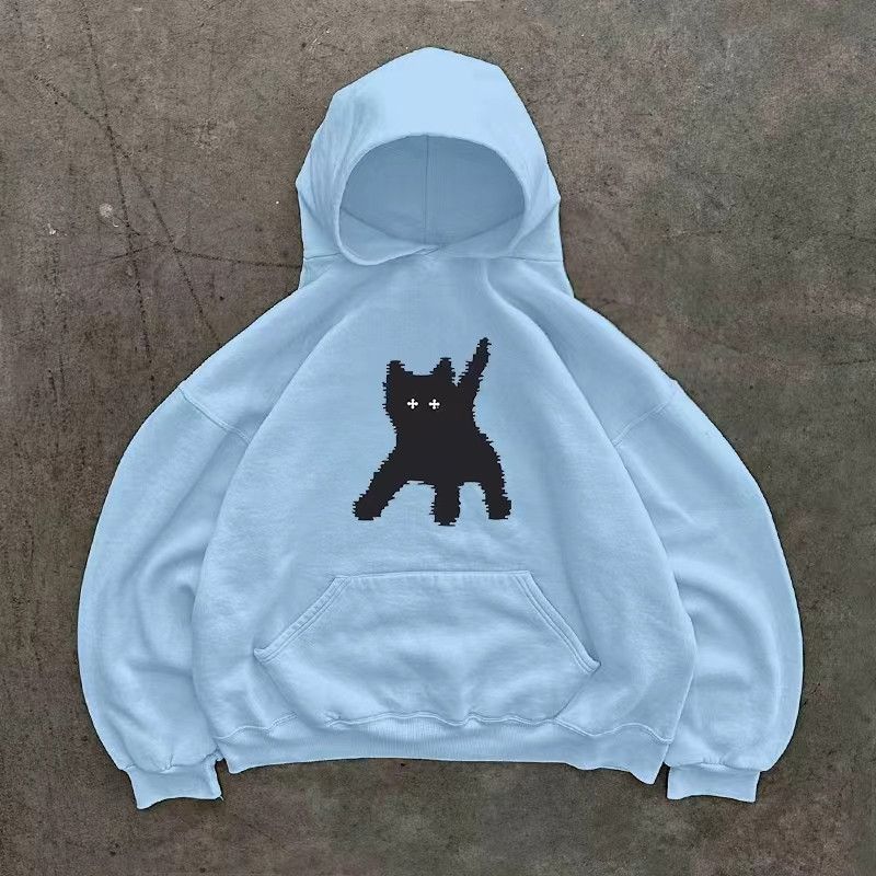 Designer × Japanese Brand Washed vintage blue cat print hoodie Size US L / EU 52-54 / 3 - 1 Thumbnail