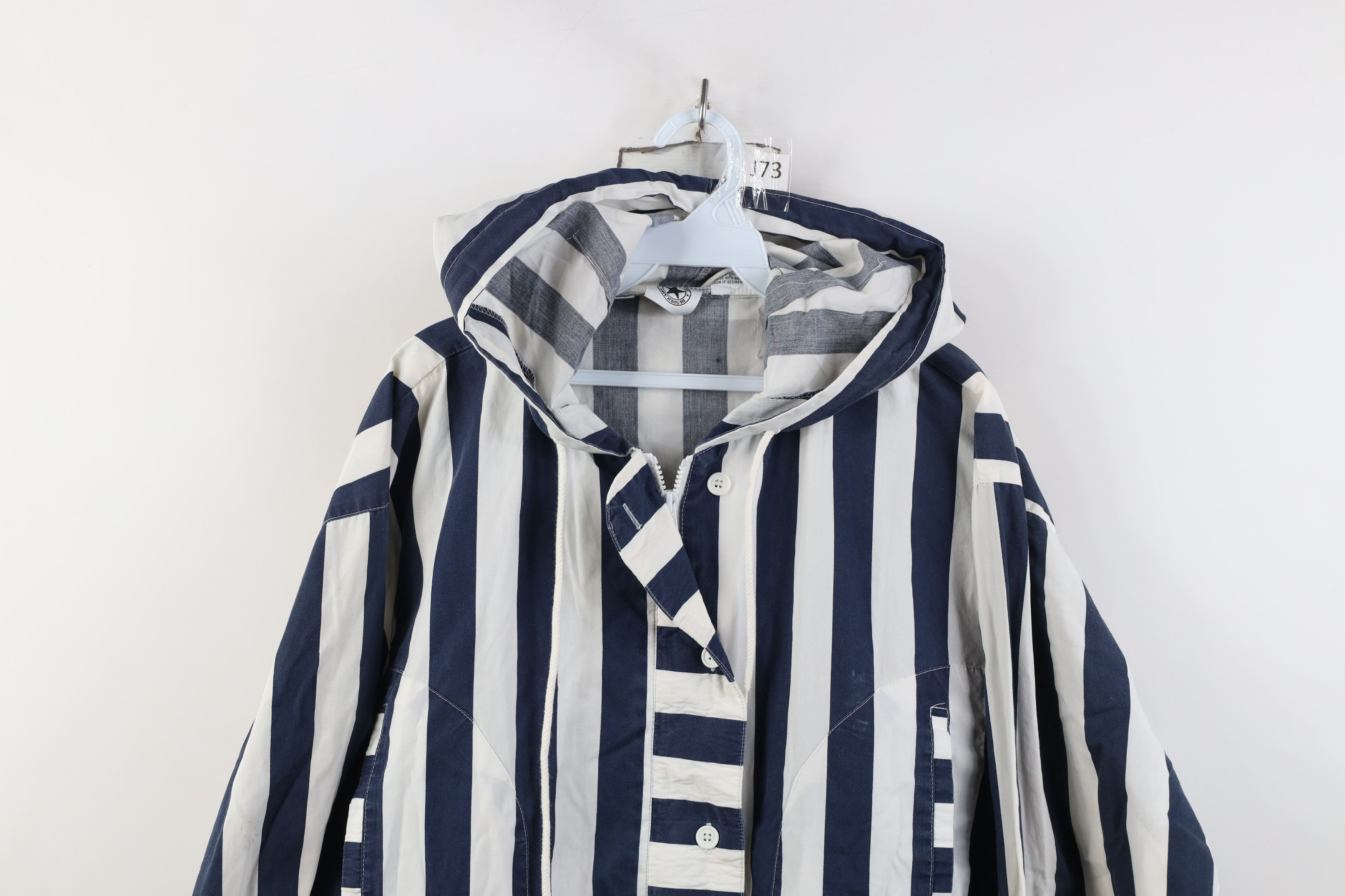 Vintage Vintage 90s Streetwear Striped Baggy Hooded Parka Jacket Size M / US 6-8 / IT 42-44 - 2 Thumbnail