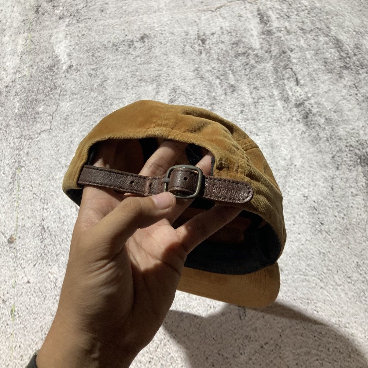 Supreme Supreme Box Logo Velvet Camp Cap Brown Tan Size ONE SIZE - 4 Thumbnail