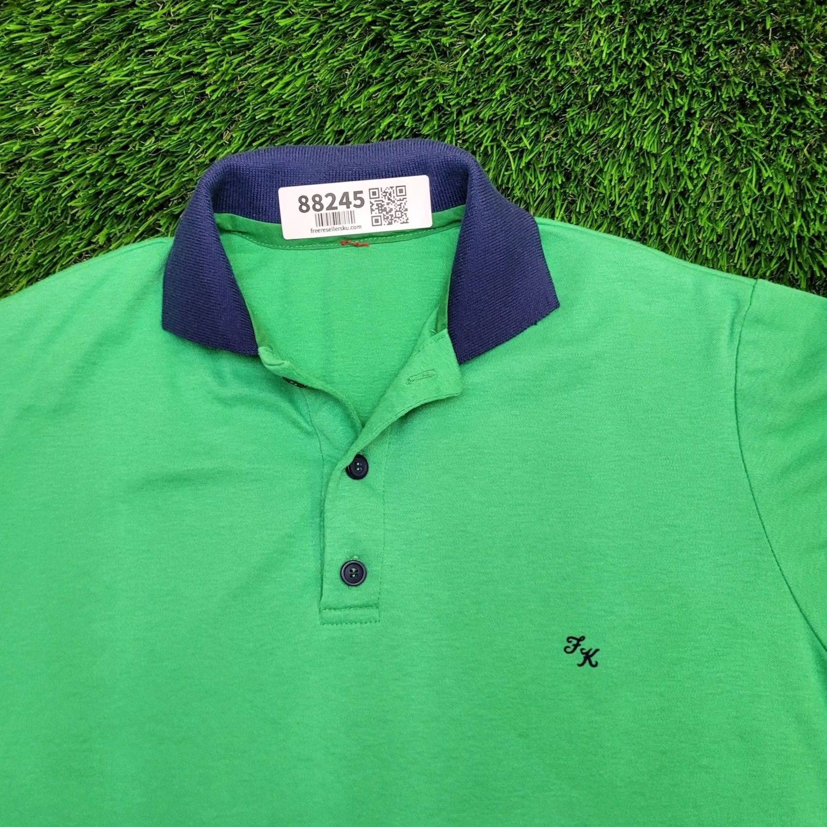 Vintage Vintage 80s MOD Ringer Polo Shirt Small 19x24 Crop Green Blue Size US S / EU 44-46 / 1 - 2 Thumbnail