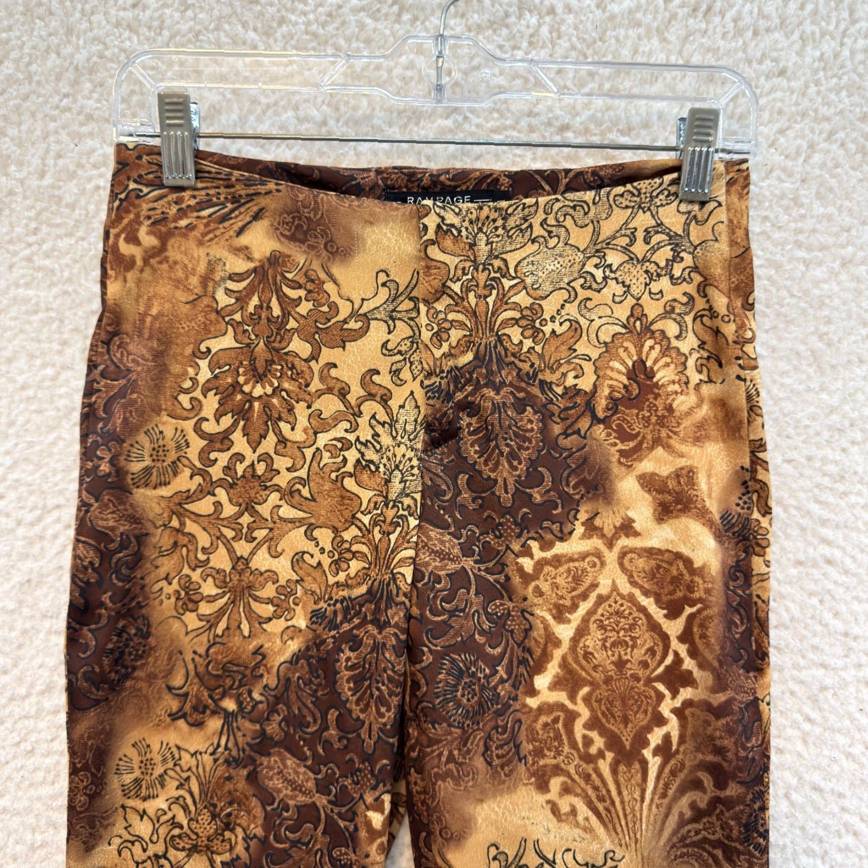 Vintage VINTAGE Rampage 90s Y2K Bootcut Flare Pants 4 Brown Pattern Boho Hippie Festival Womens 4 Women 26 Regular 32 Inseam Size 27" / US 4 / IT 40 - 3 Thumbnail