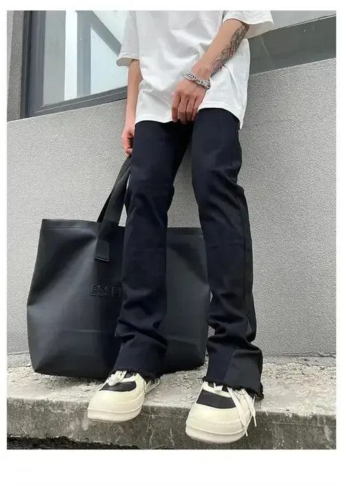 Japanese Brand × Jean Y2K Black Flared Baggy Leg Jeans Size US 31 - 4 Thumbnail