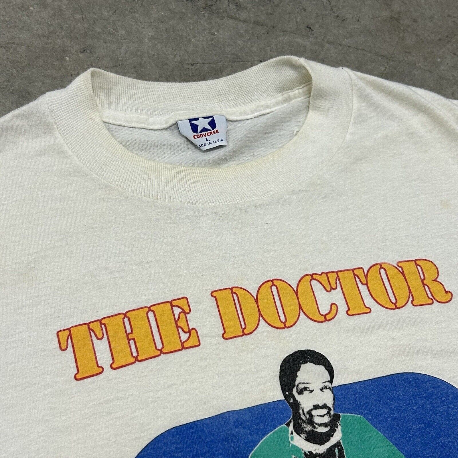 Converse × Vintage Vintage 1970s Converse The Doctor Dr J Julius Erving T Shirt Size US L / EU 52-54 / 3 - 5 Thumbnail