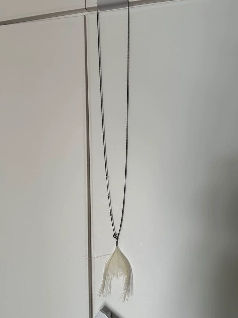 Ann Demeulemeester ann demeulemeester Feather necklace White silver pendant ch Size ONE SIZE - 2 Thumbnail