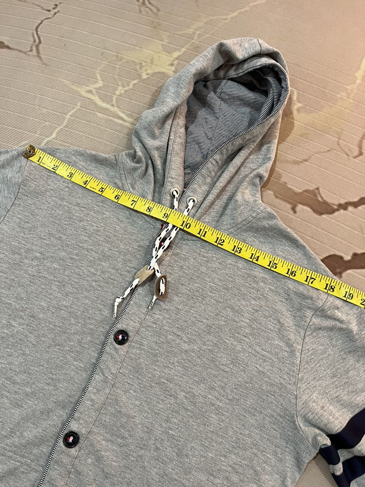 Japanese Brand Nota Bene Stripe Sleeve Button Hoodie Japan Size US M / EU 48-50 / 2 - 14 Thumbnail