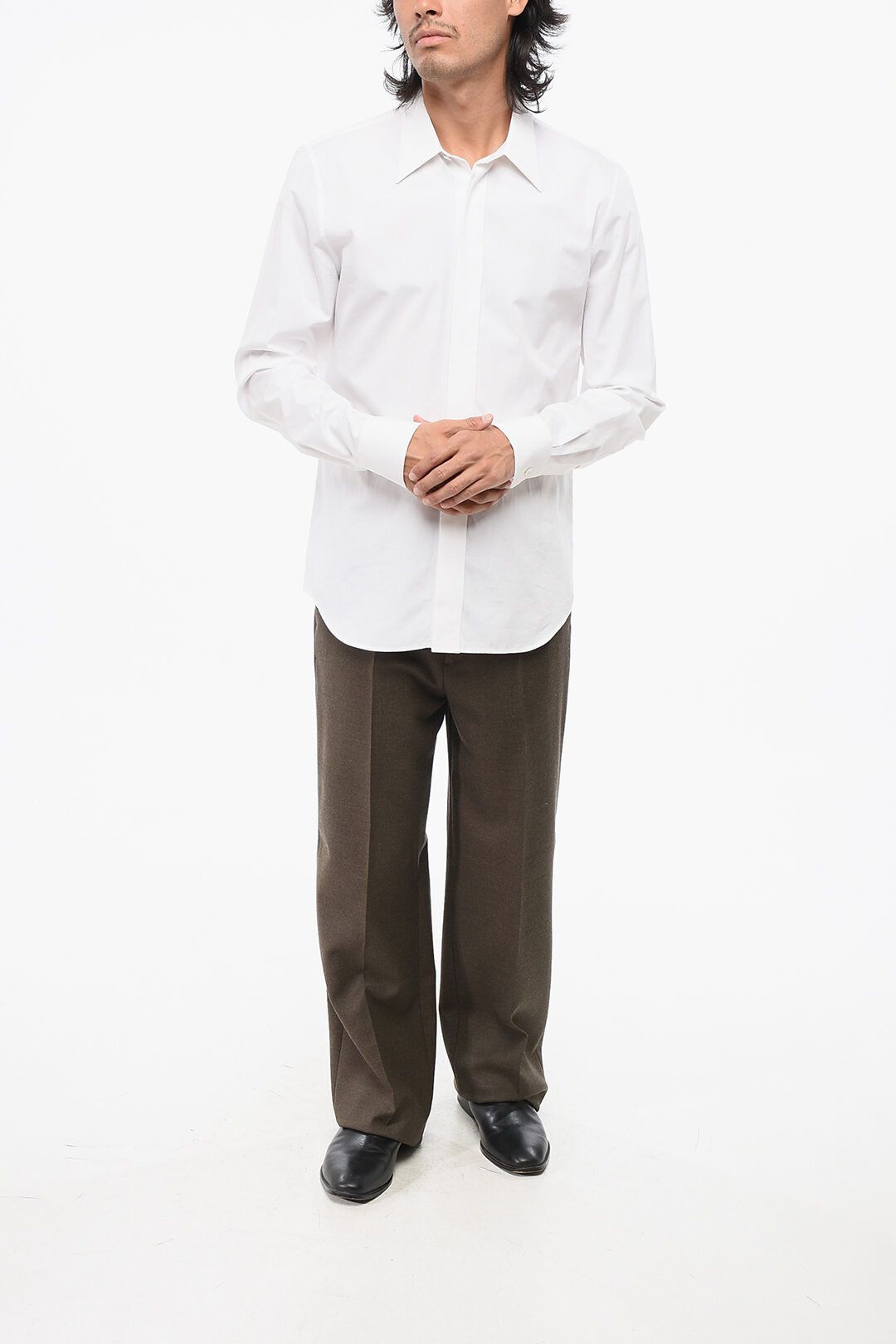 Alexander McQueen og1mm0925 Poplin Cotton Shirt in White Size US M / EU 48-50 / 2 - 4 Thumbnail