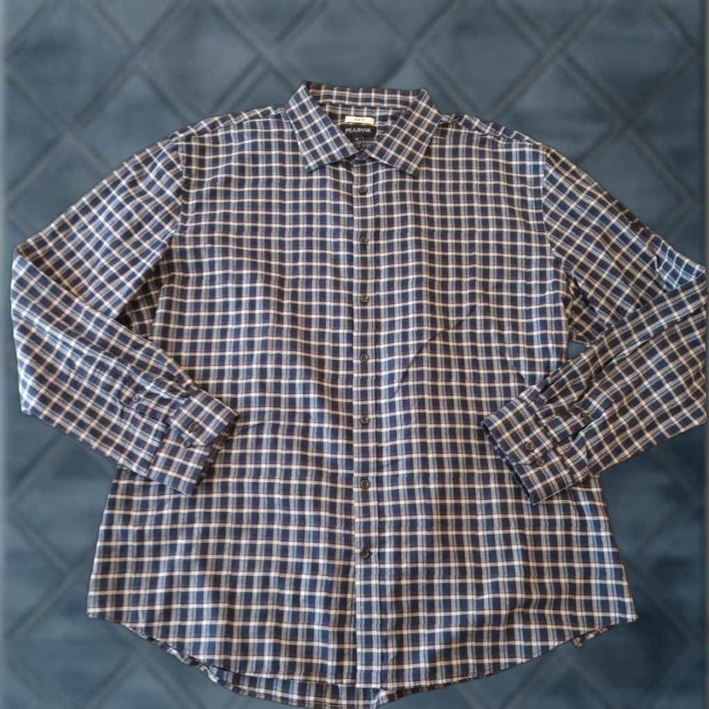 Jos. A. Bank Jos. A. Bank Shirt Mens 3X Blue Plaid Slim Fit Long Sleeve Button-Up Cotton Blend Size US XXL / EU 58 / 5 - 1 Thumbnail