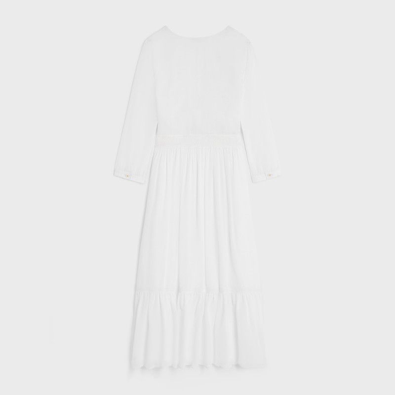 Celine o1w1db10526 2R79M0 Maxi Dress in White Size XS / US 0-2 / IT 36-38 - 2 Thumbnail