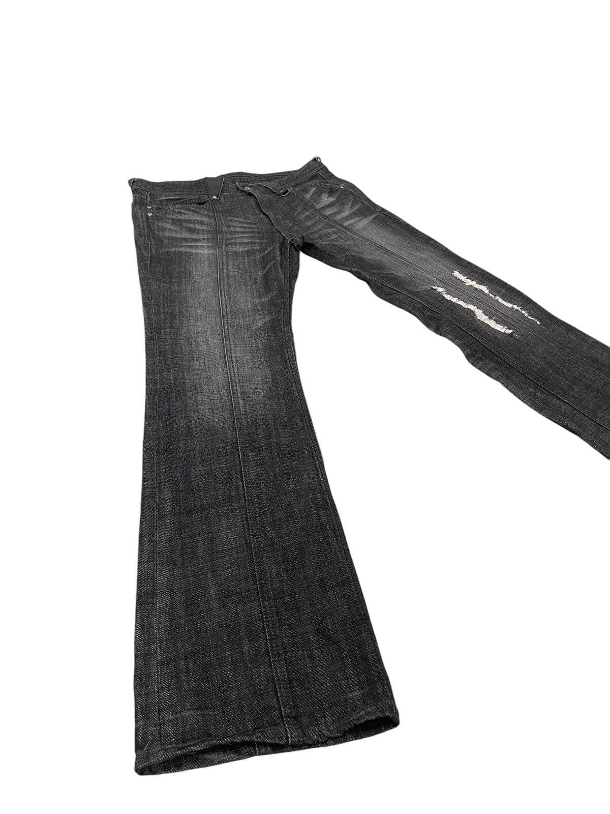 Japanese Brand Flare Jeans Nicole Club Faded Distress Boot Cut 8🟦8 Size US 33 - 1 Thumbnail